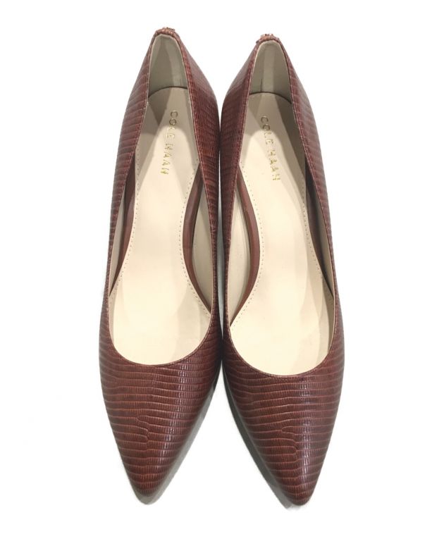 COLE HAAN (コールハーン) GEMMA LOGO PUMP 型押しヒールパンプス ブラウン サイズ:7B