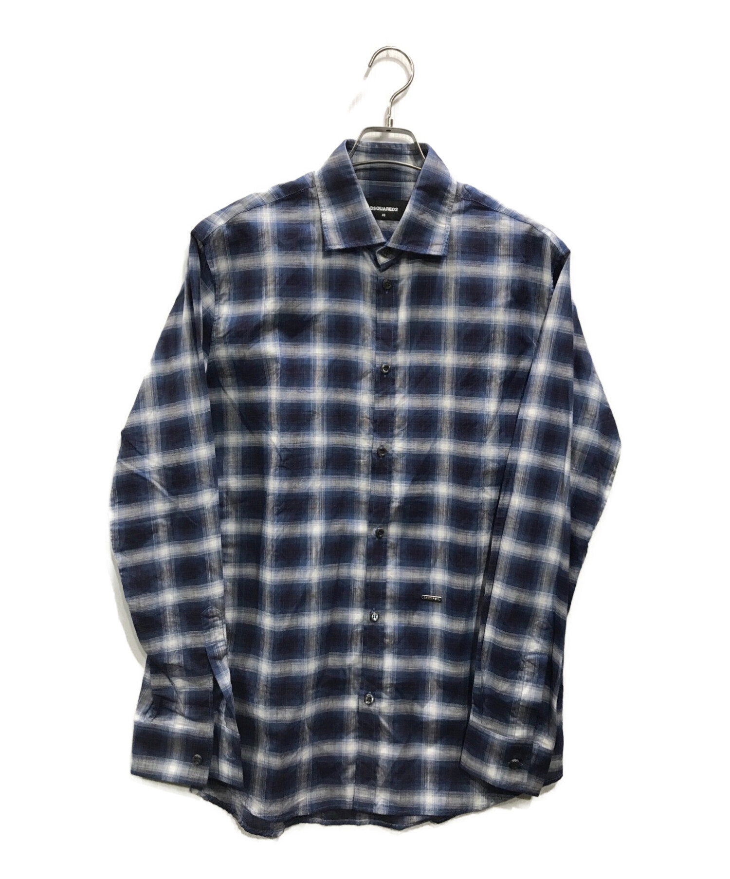 DSQUARED2 (ディースクエアード) オンブレチェックシャツ ブルー サイズ:48