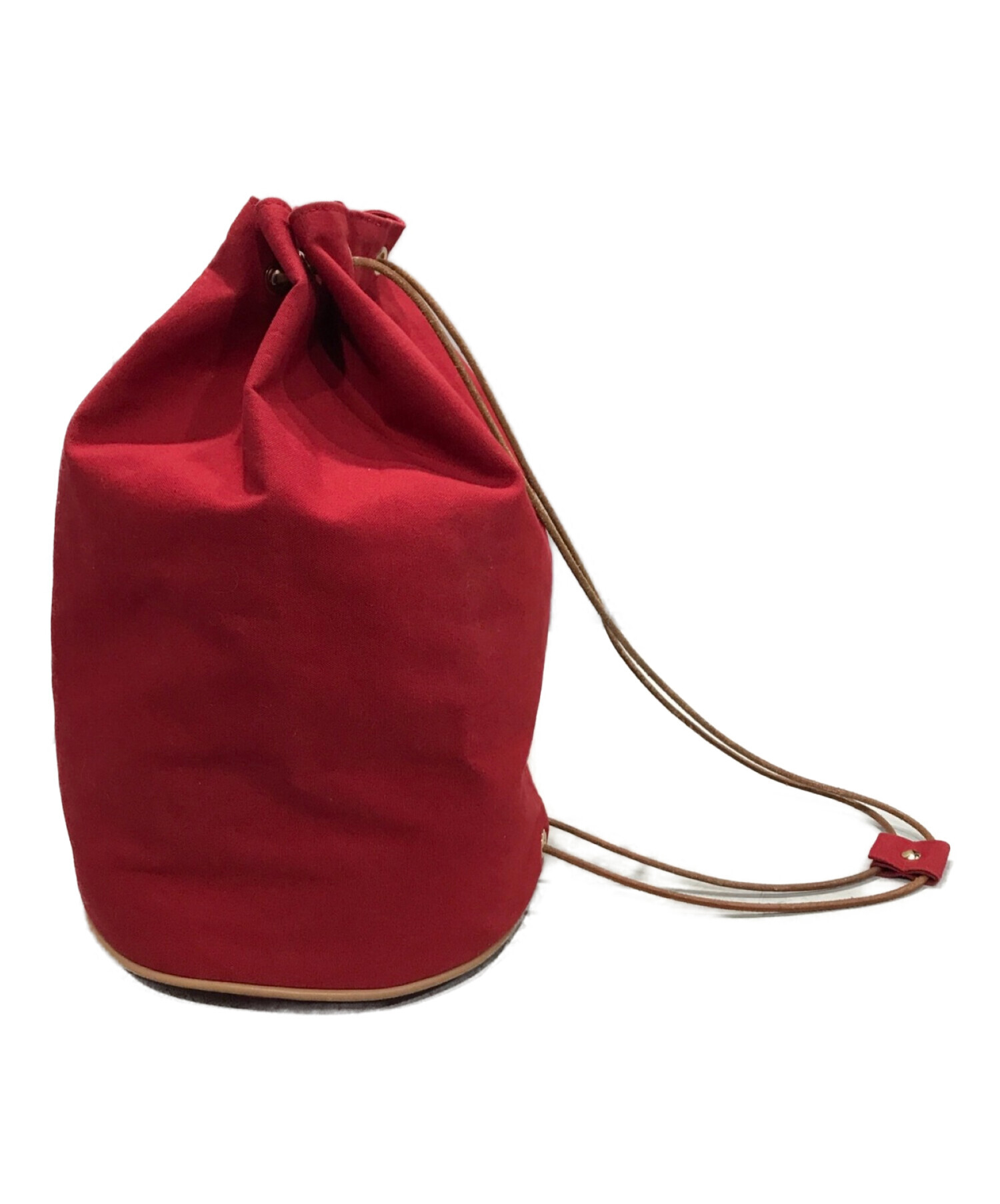 【大人気】HERMES エルメス ポロションミミル 巾着 バッグ レッド素材