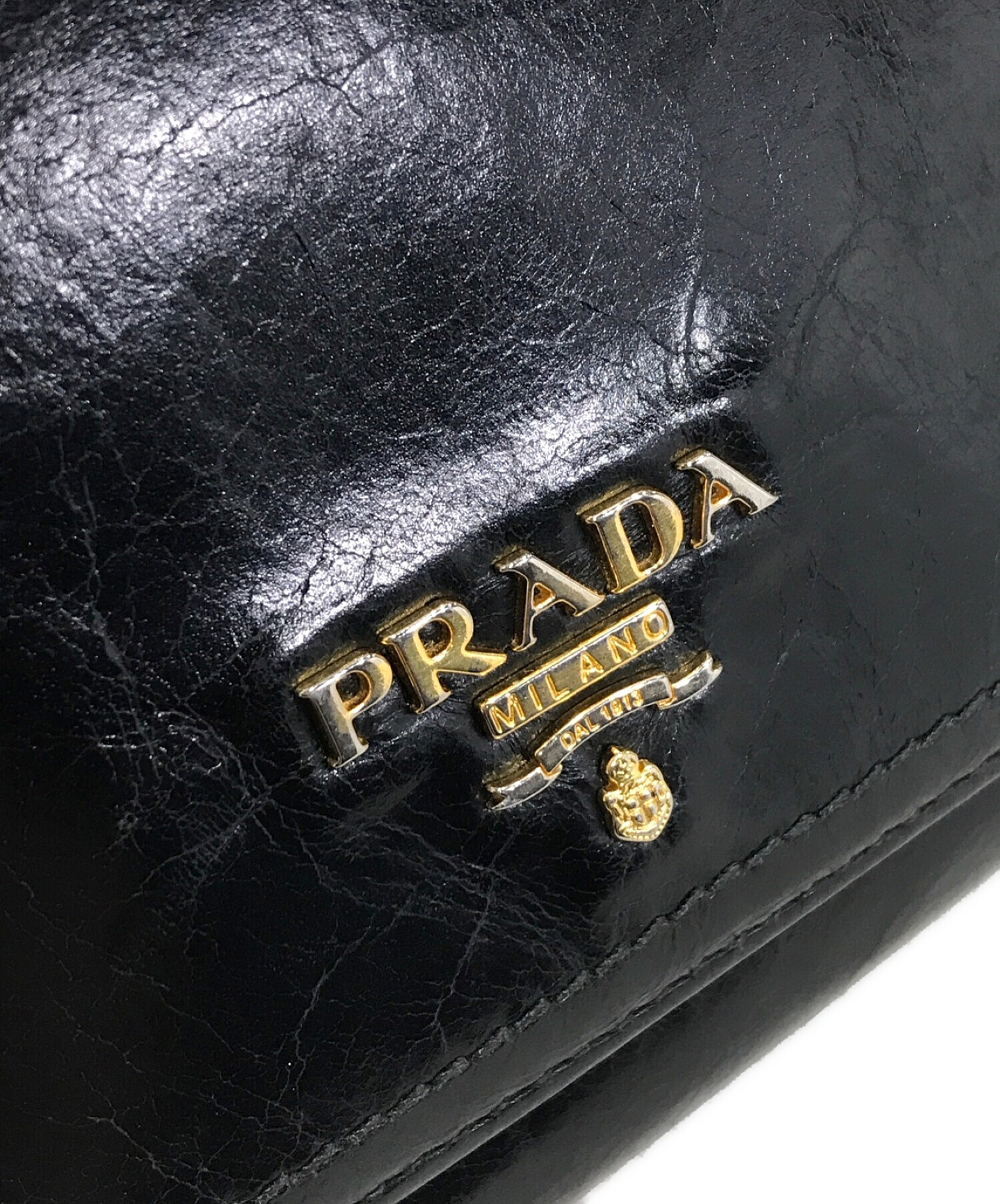 中古・古着通販】PRADA (プラダ) 2つ折り長財布 ブラック｜ブランド