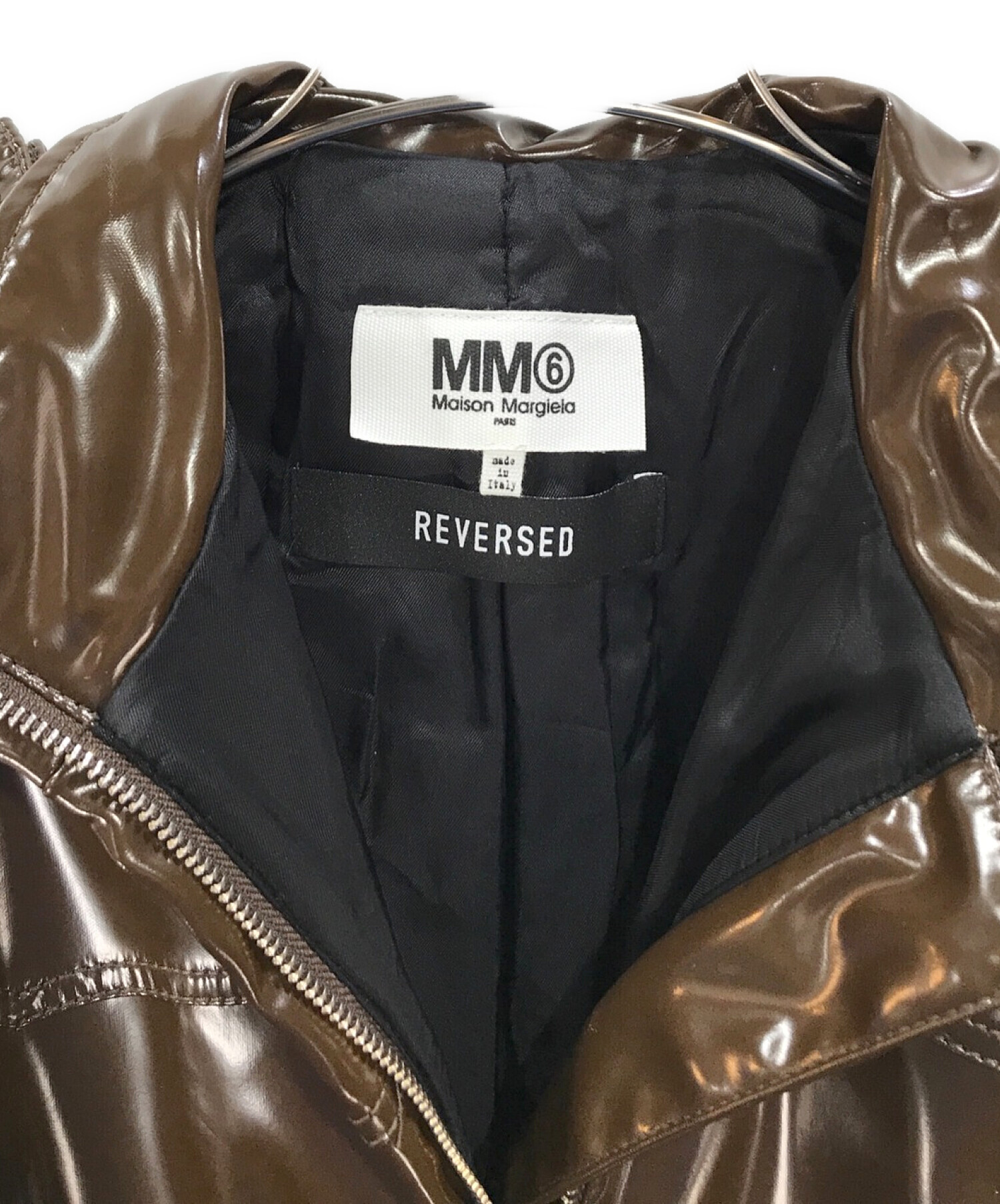 MM6 Maison Margiela (エムエムシックス メゾンマルジェラ) PVCライダースジャケット ブラウン サイズ:36