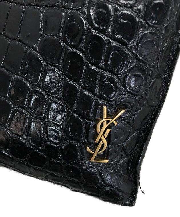 中古・古着通販】Saint Laurent Paris (サンローランパリ) クロコ型押しクラッチバッグ ブラック｜ブランド・古着通販  トレファク公式【TREFAC FASHION】スマホサイト