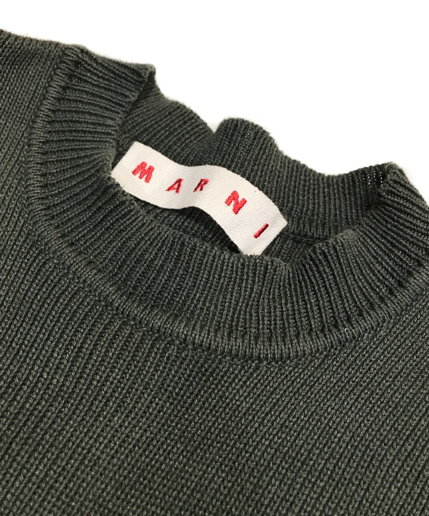 中古・古着通販】MARNI (マルニ) フリルコットンニット オリーブ