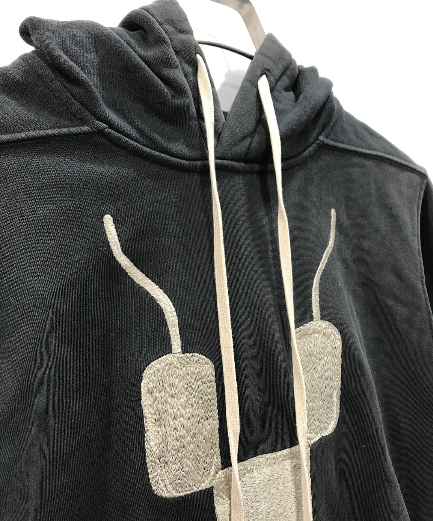 RICK OWENS DRKSHDW (リックオウエンス ダークシャドウ) embroidered hoodie ブラック サイズ:S