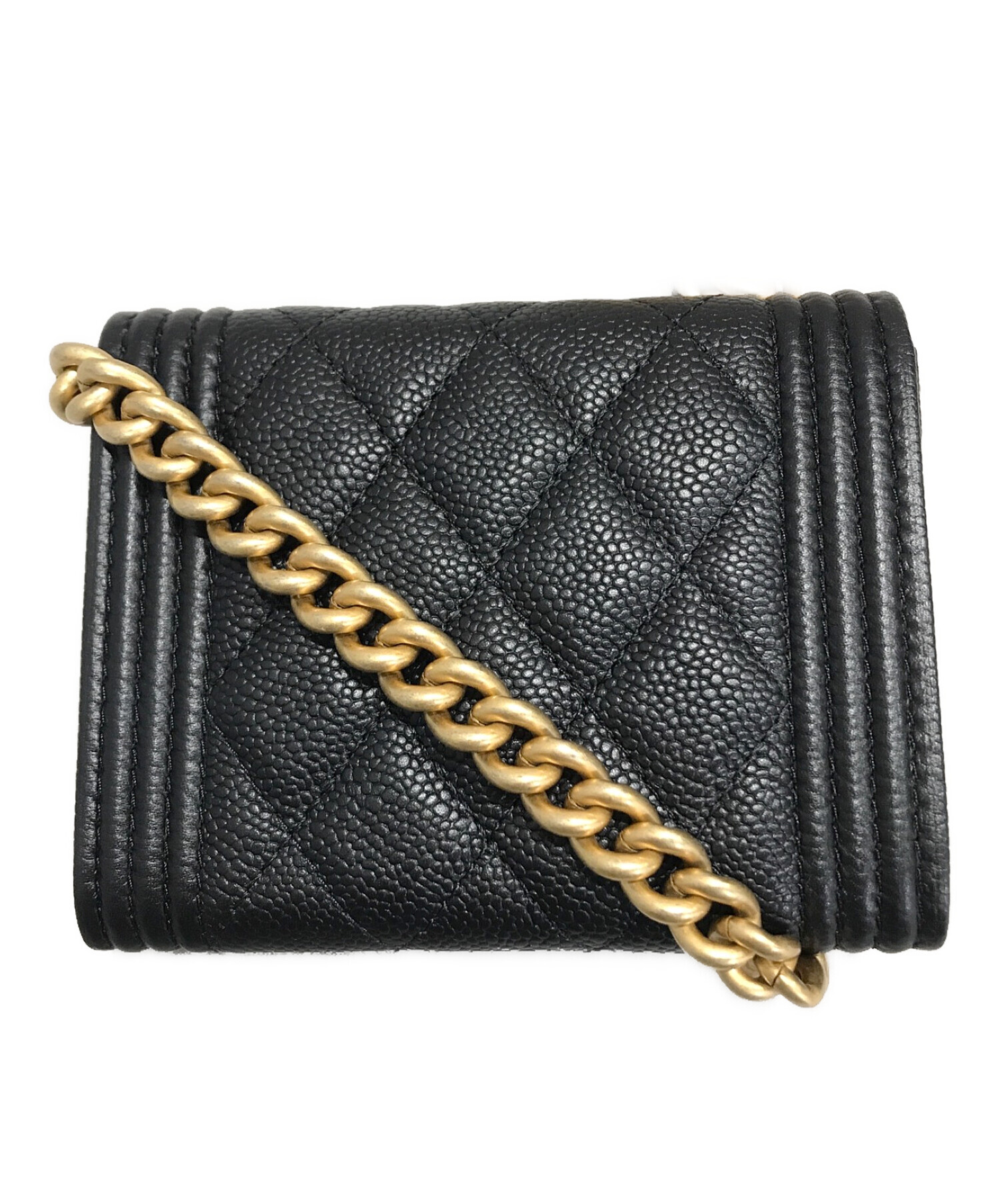 中古・古着通販】CHANEL (シャネル) ボーイシャネルキャビアスキンショルダーウォレット ブラック｜ブランド・古着通販  トレファク公式【TREFAC FASHION】スマホサイト