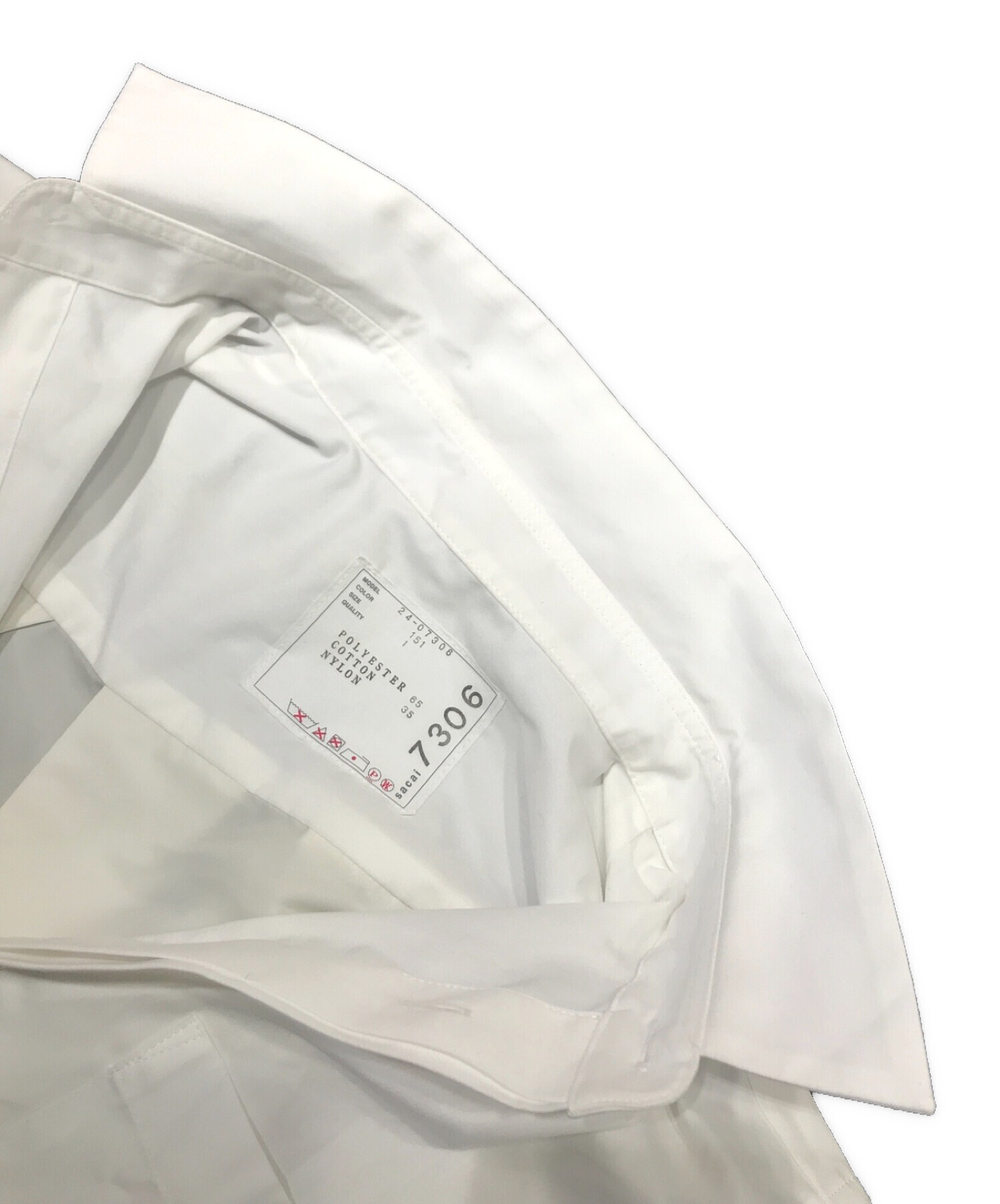 中古・古着通販】sacai (サカイ) Cotton Poplin x Nylon Twill Shirt ホワイト サイズ:1｜ブランド・古着通販  トレファク公式【TREFAC FASHION】スマホサイト