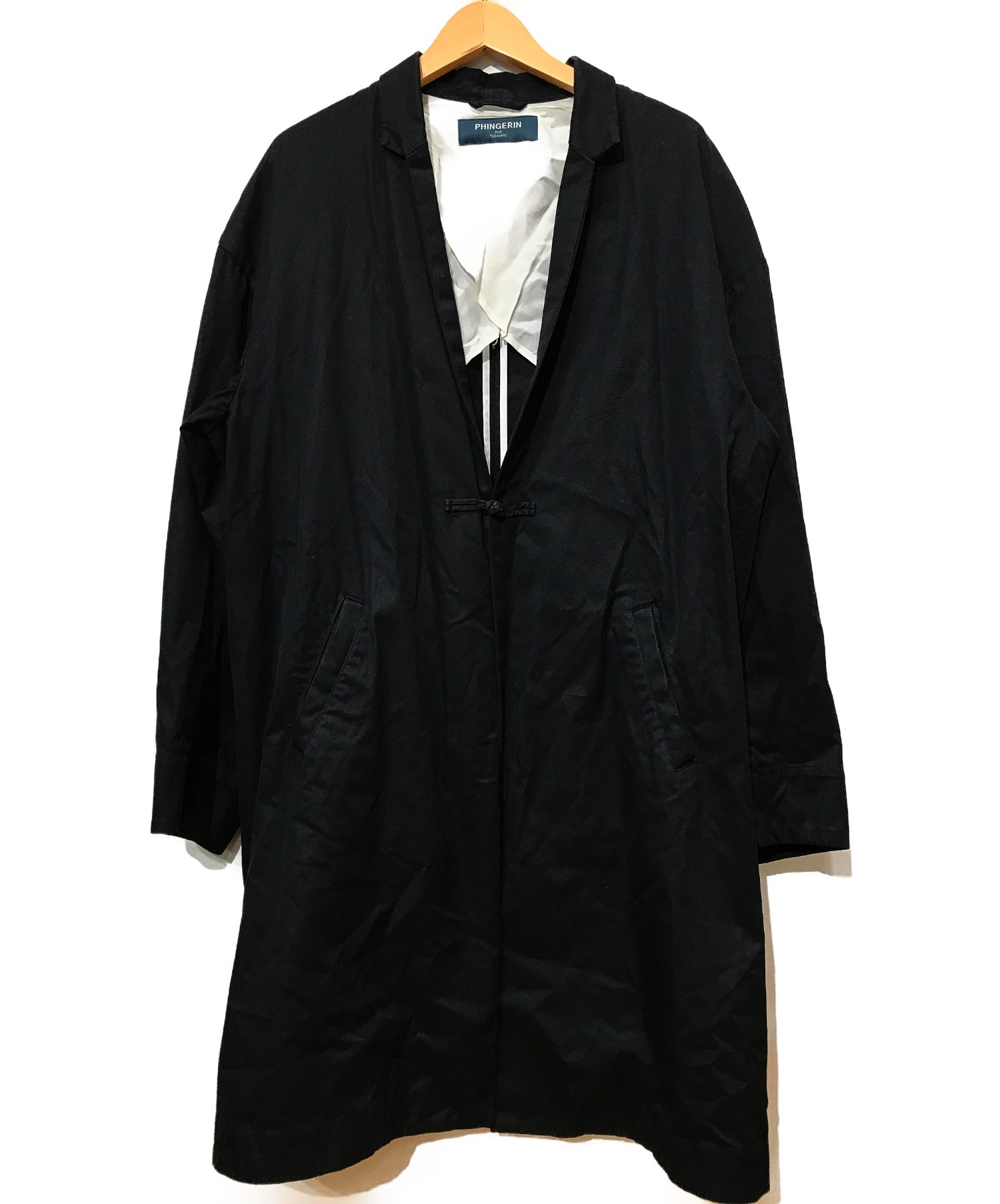 PHINGERIN (フィンガリン) チャイナショートラベルロングコート ブラック サイズ:L