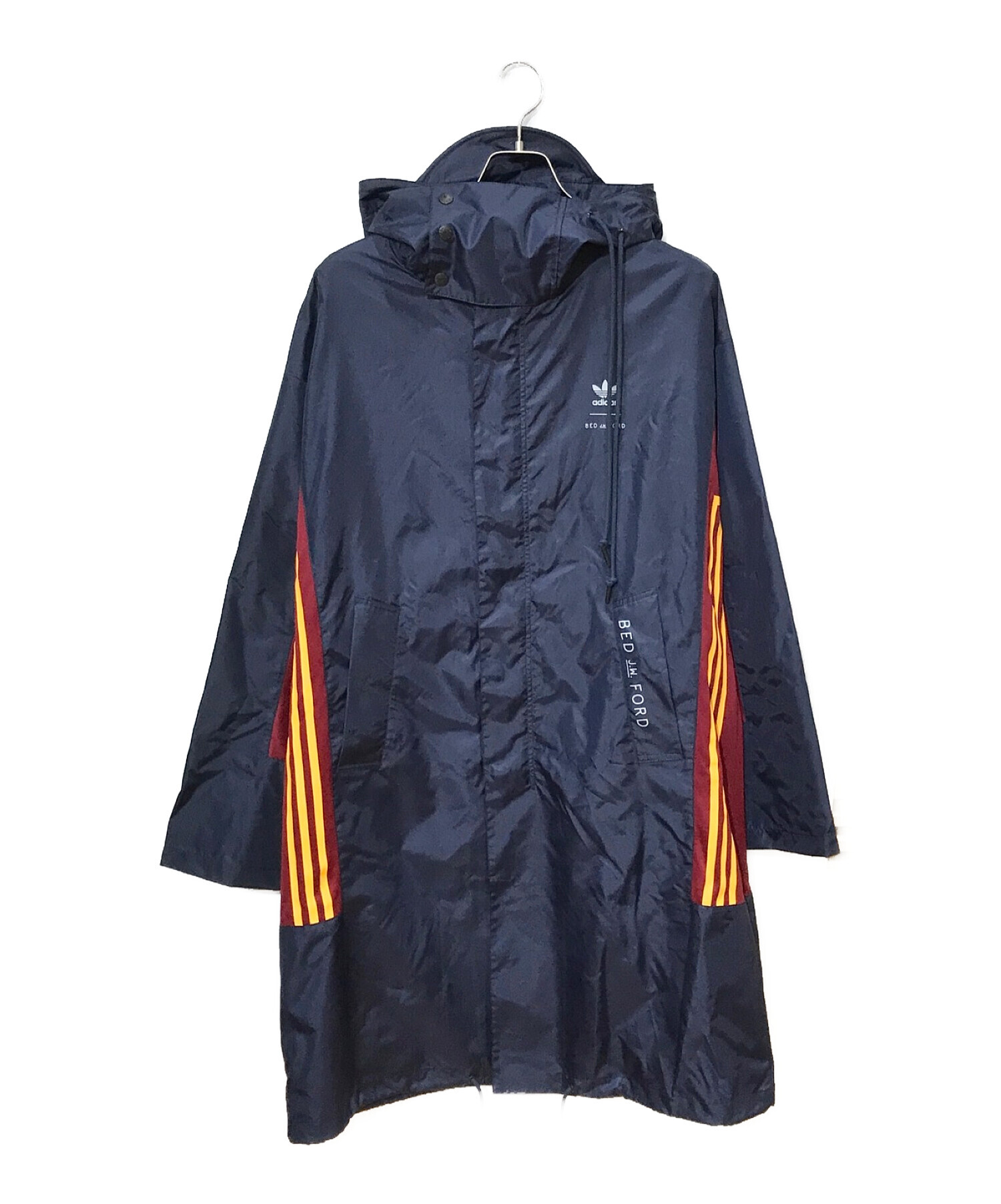 adidas Original×BED J.W. FORD (アディダスオリジナルス×ベッドフォード) two-tone logo-print  hooded jacket ネイビー サイズ:UK S / US S / J M