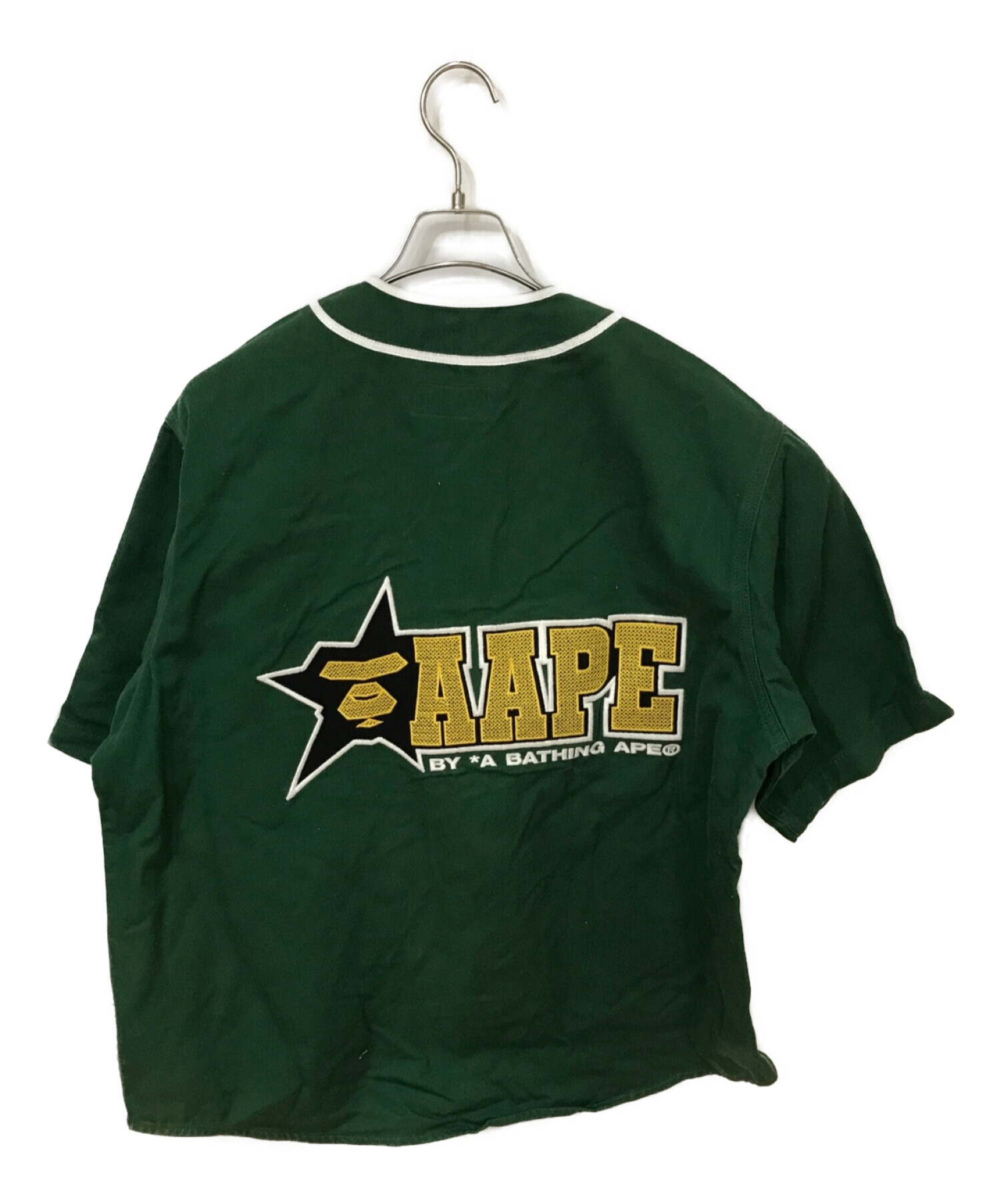 Aape BY A BATHING APE (エーエイプ バイ アベイシングエイプ) ベースボールシャツ グリーン サイズ:M.