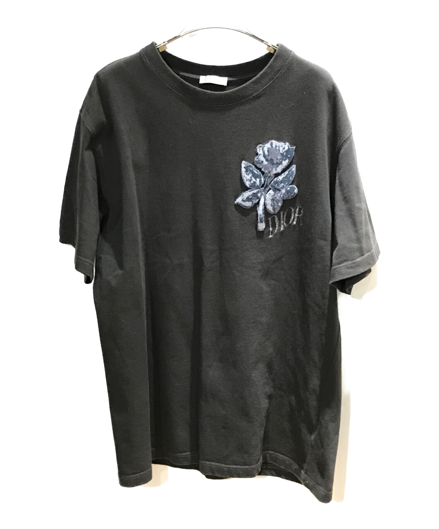 DIOR HOMME (ディオール オム) 20SS フラワーワッペンロゴ刺繍Tシャツ グレー サイズ:XL