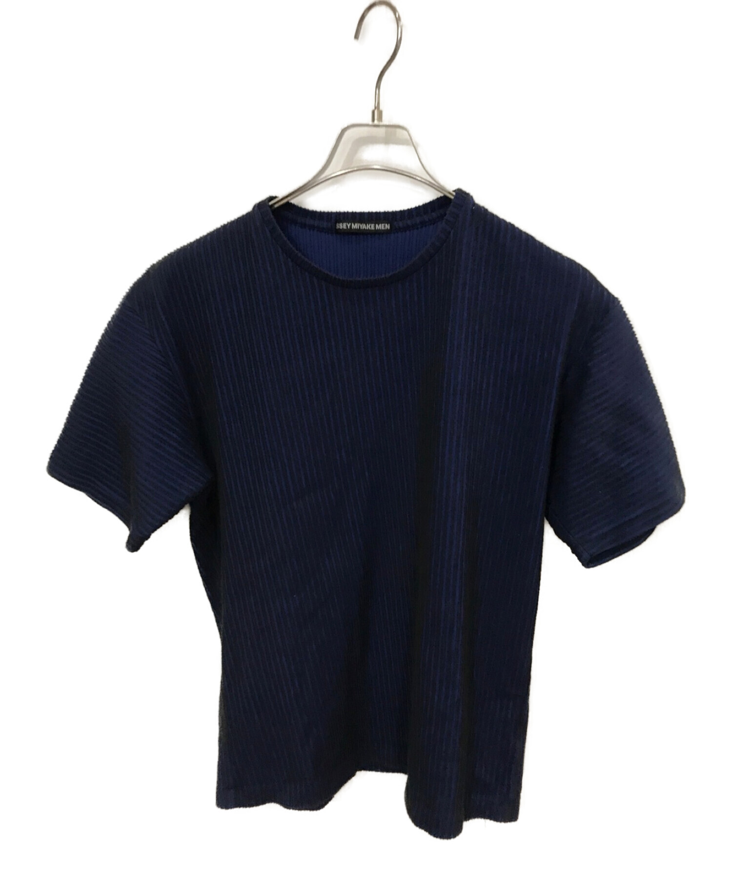 ISSEY MIYAKE MEN (イッセイミヤケ) 19AW コットンポリエステルストライプTシャツ ネイビー サイズ:2