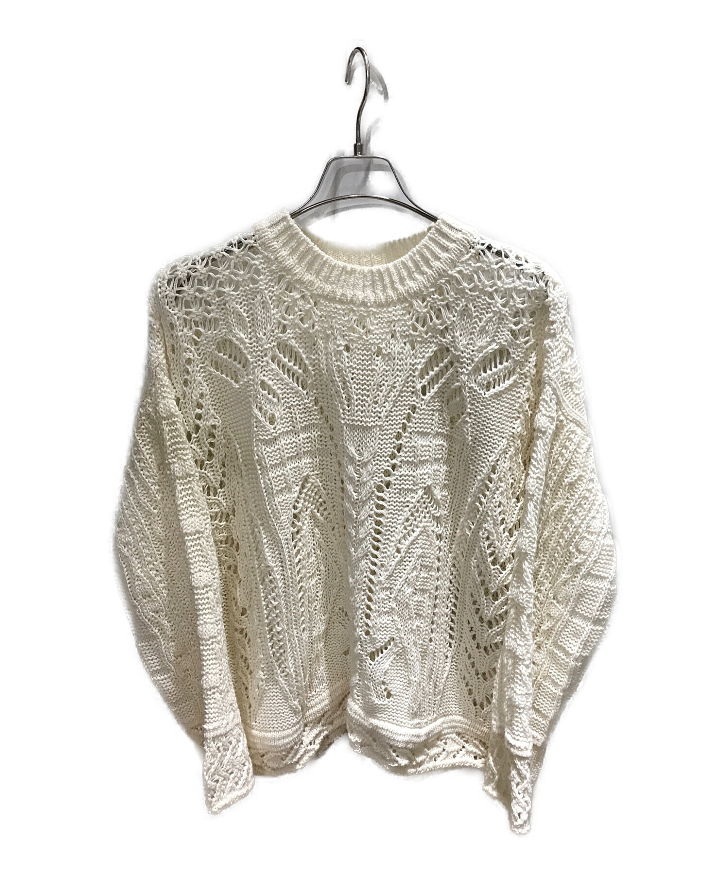 mame kurogouchi (マメクロゴウチ) Curtain Lace Pattern Knitted Pullover ホワイト サイズ:L