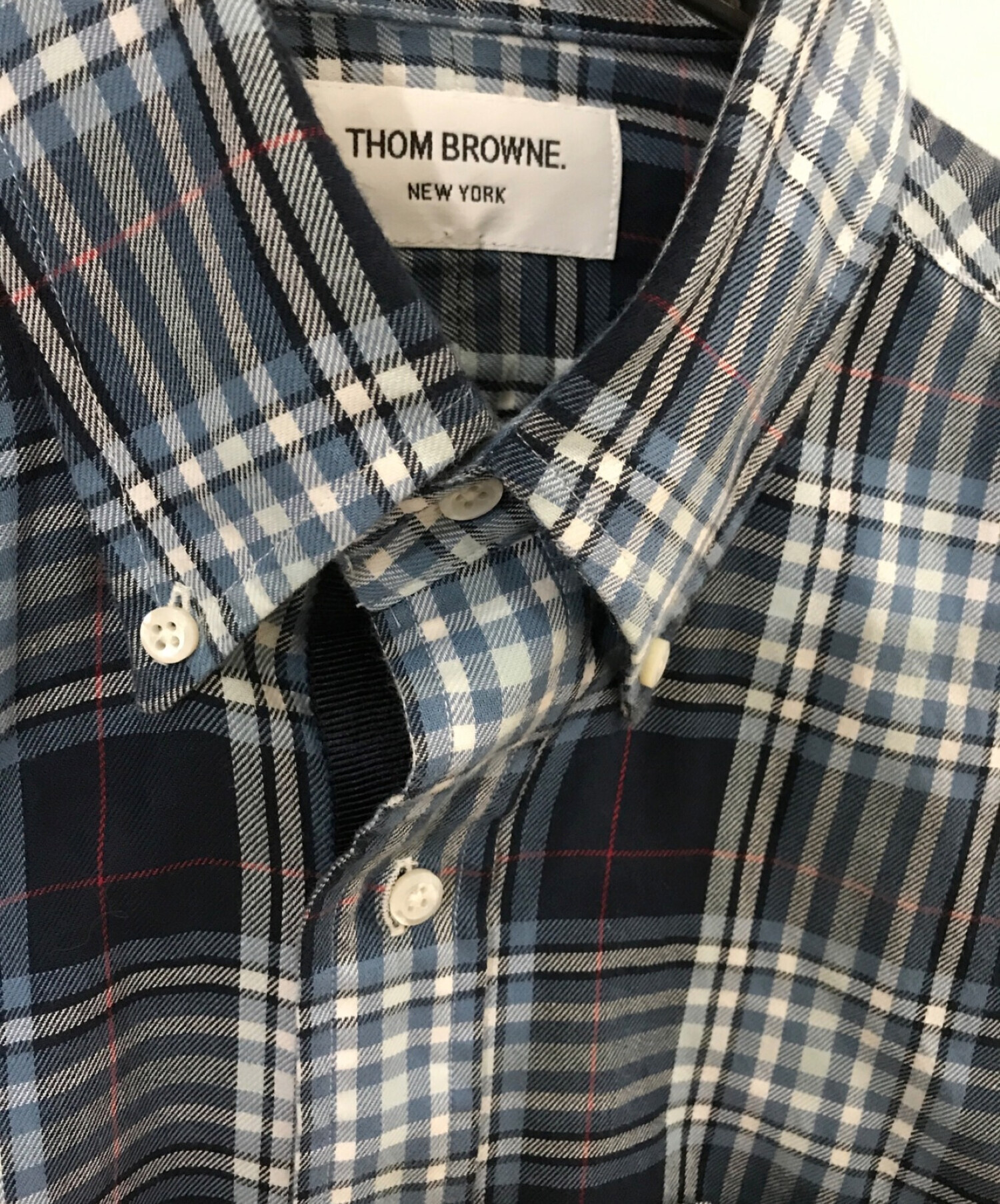 Thom Browne (トムブラウン) チェックシャツ ネイビー サイズ:1