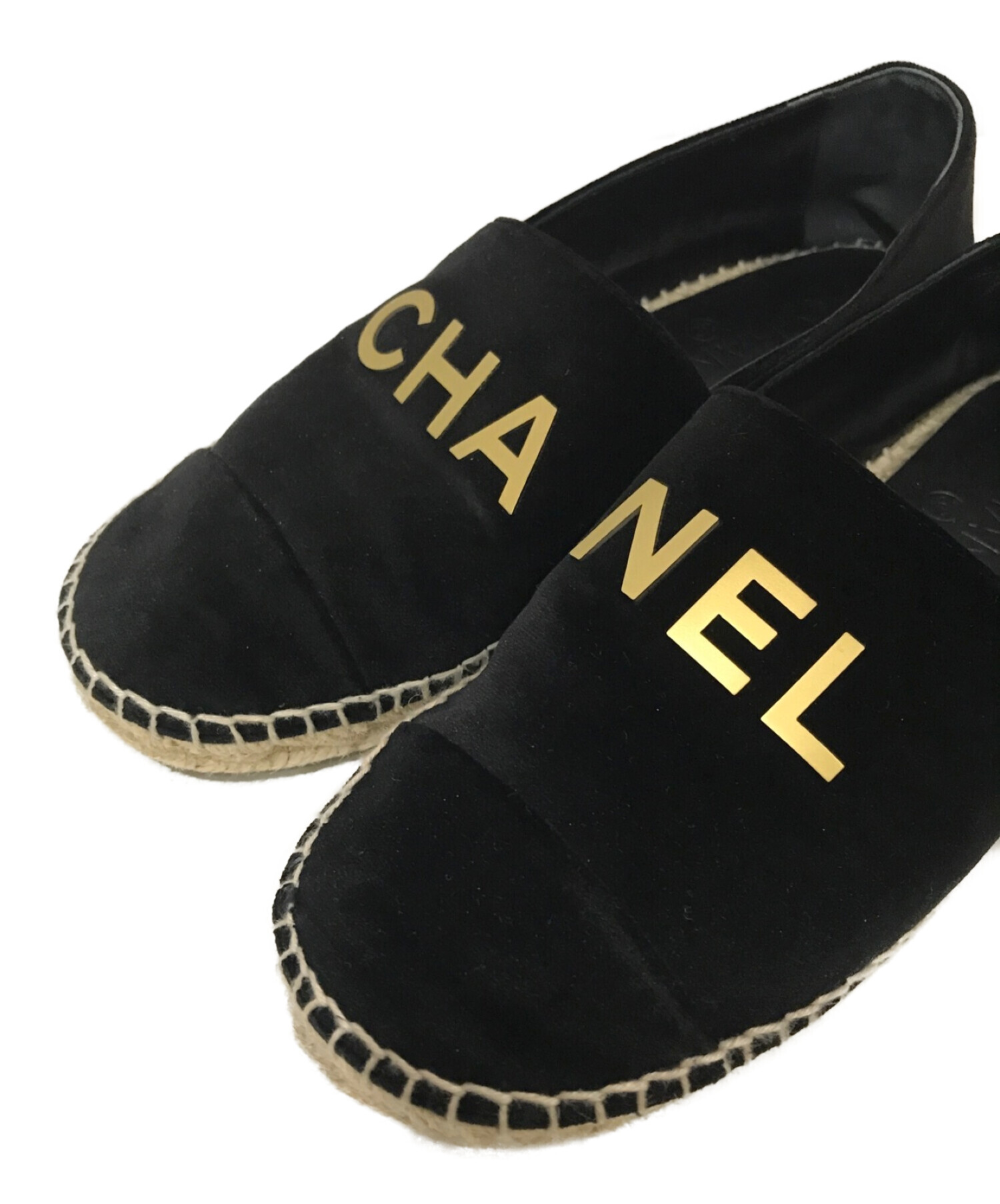 CHANEL (シャネル) ロゴマークエスパドリーユ ブラック サイズ:37