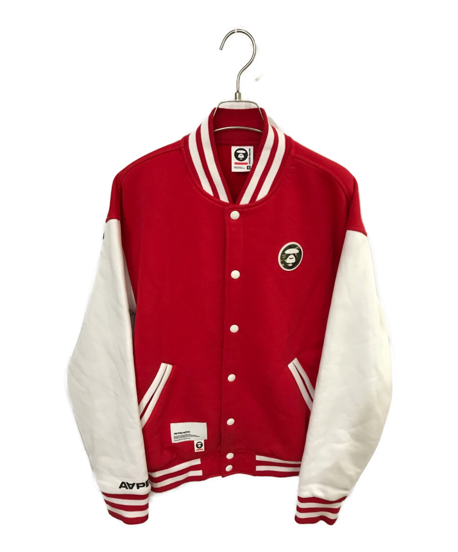 AAPE NOW (エイエイプナウ) MOONFACE PATCH BASEBALL JACKET レッド サイズ:ｓ