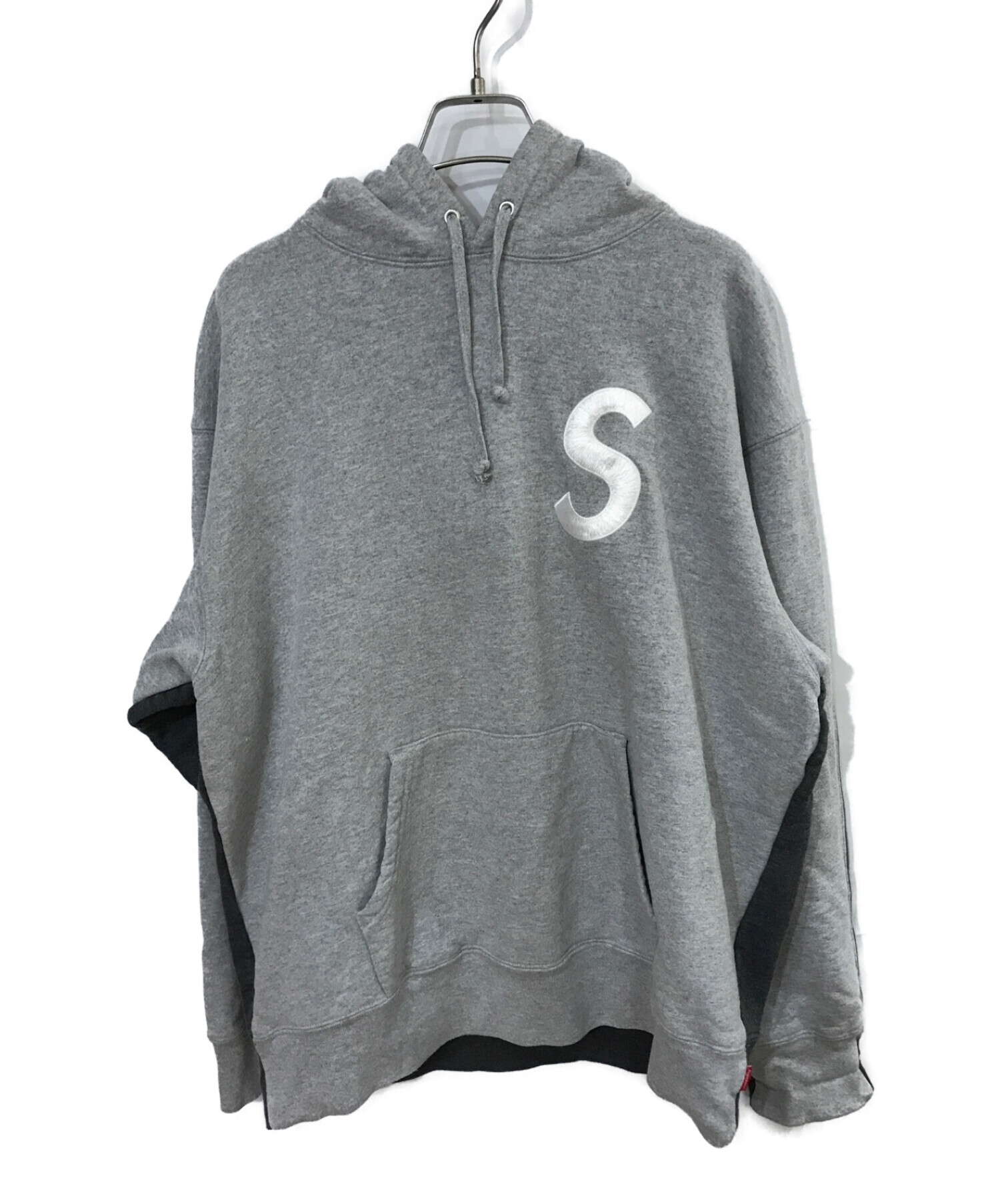 SUPREME (シュプリーム) S logo split hooded sweatshirt グレー サイズ:M