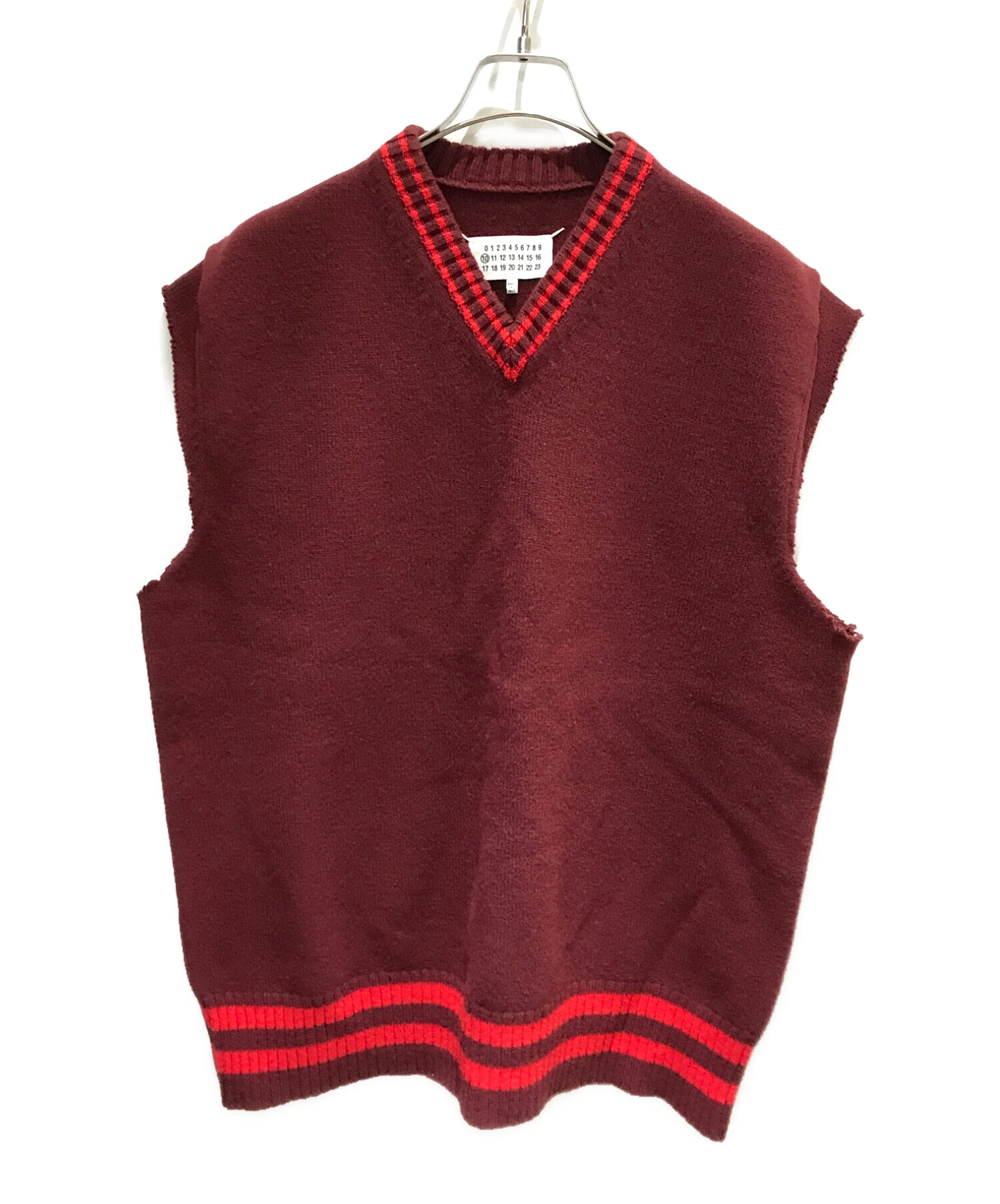 Maison Margiela (メゾンマルジェラ) OVERSIZED KNIT VEST バーガンディー サイズ:S