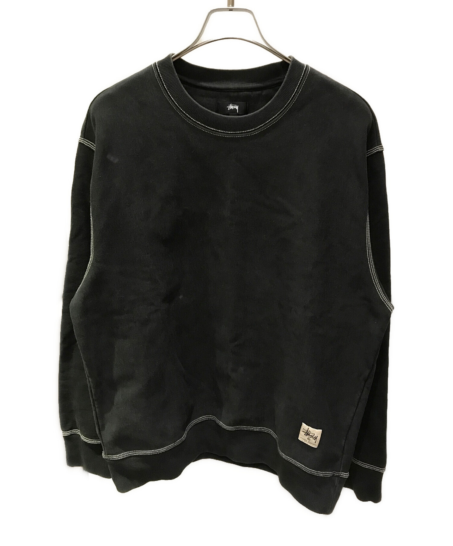 中古・古着通販】stussy (ステューシー) CONTRAST STITCH LABEL CREW ブラック サイズ:M｜ブランド・古着通販  トレファク公式【TREFAC FASHION】スマホサイト