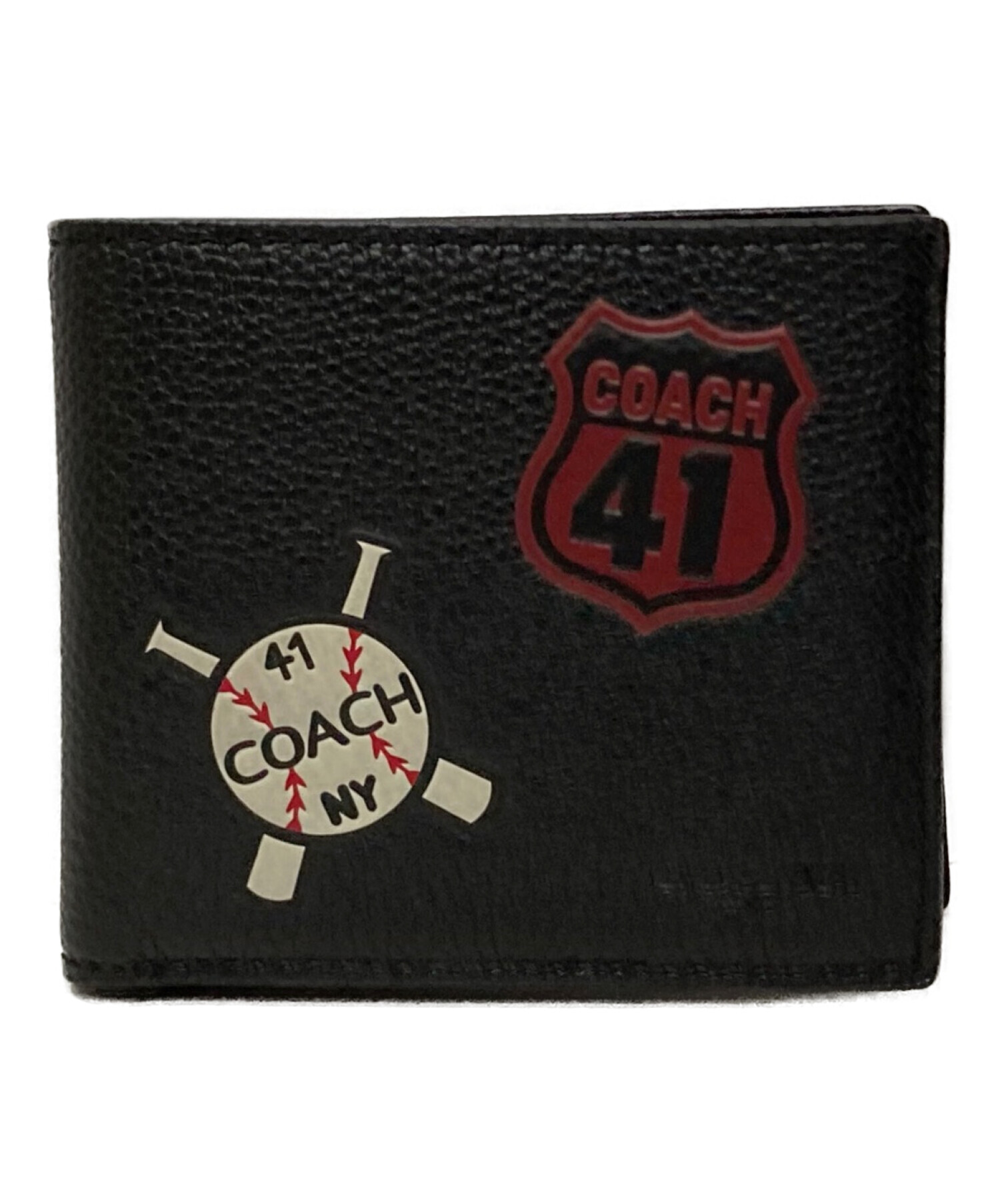 在庫有】 メンズ COACH/コーチ [未使用品] ２つ折財布 ブラック F75005 