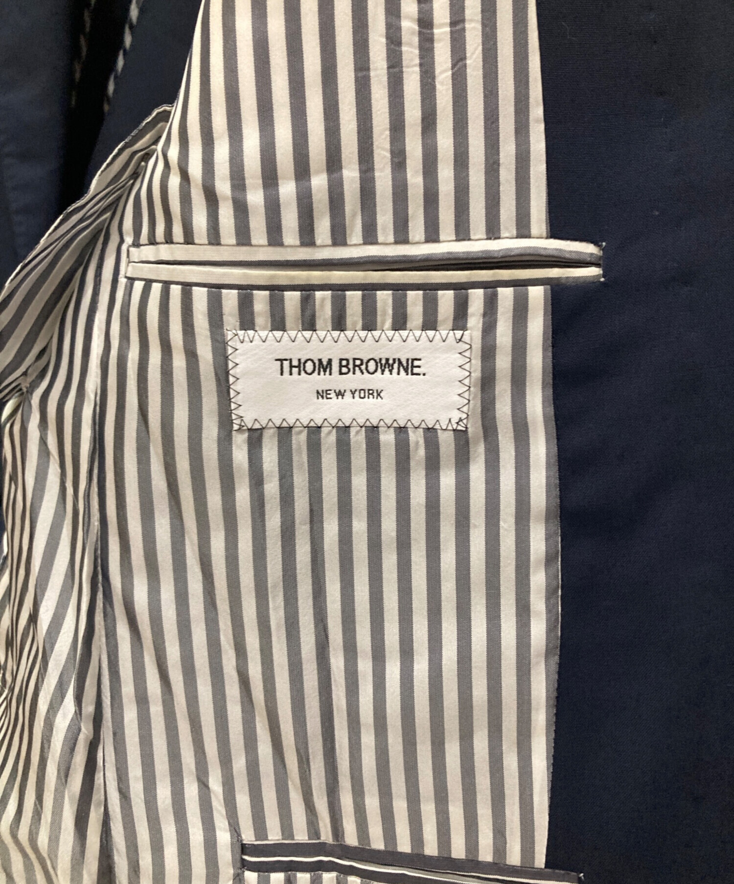 中古・古着通販】Thom Browne (トムブラウン) 金釦紺ブレザー ネイビー サイズ:-（実寸参照)｜ブランド・古着通販  トレファク公式【TREFAC FASHION】スマホサイト