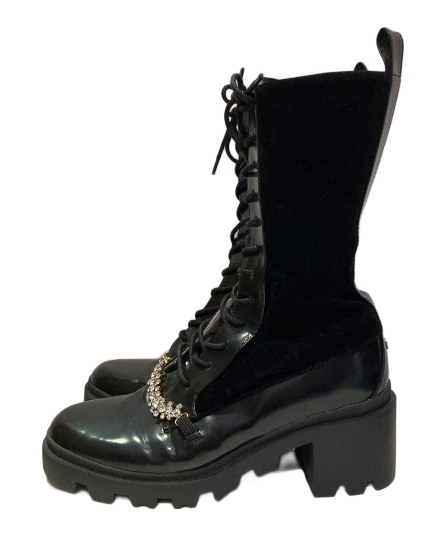 中古・古着通販】HER LIP TO (ハーリップトゥ) herlipto Crystal Lace-Up Ankle Boots ブラック  サイズ:37｜ブランド・古着通販 トレファク公式【TREFAC FASHION】スマホサイト