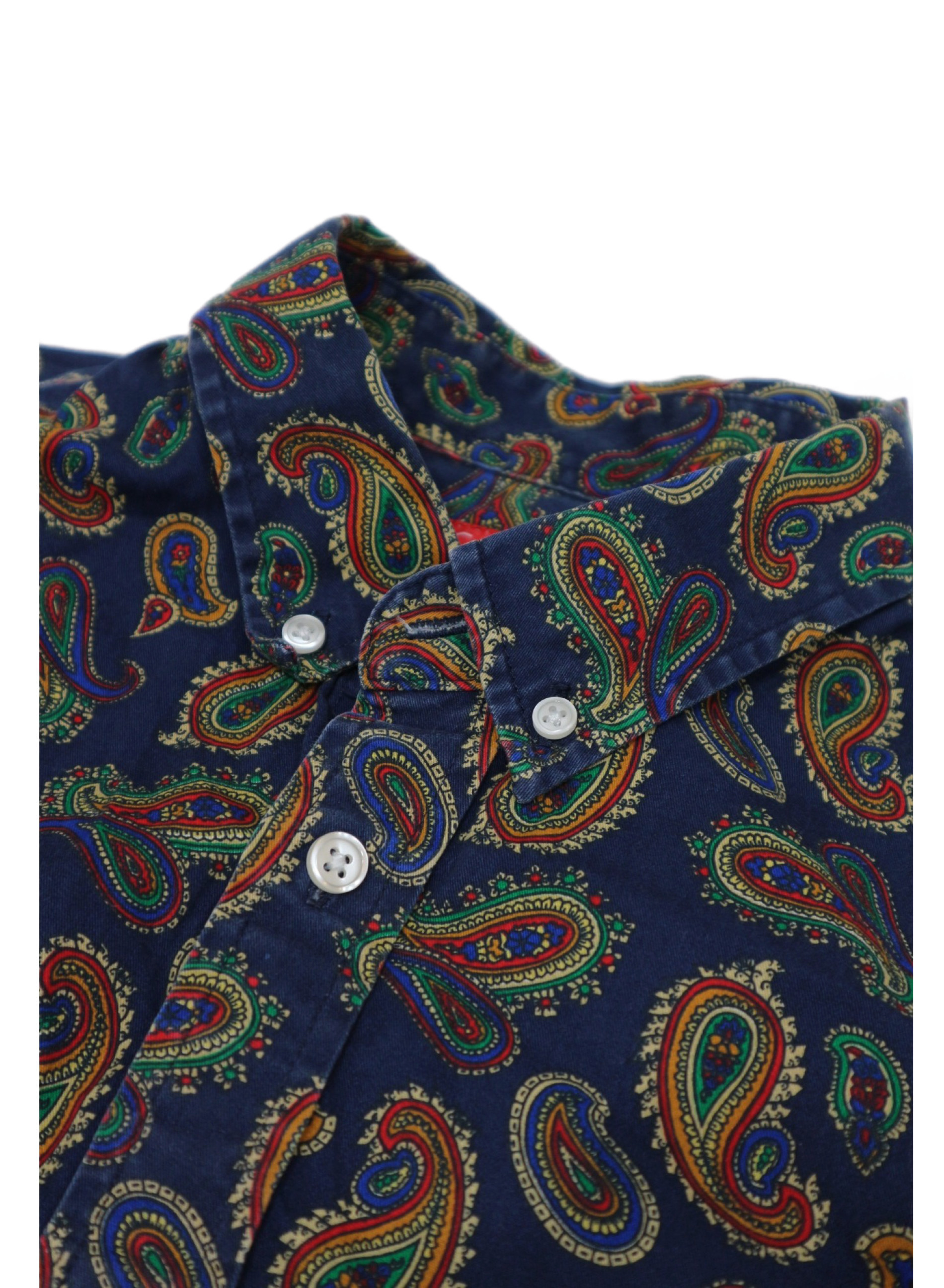 Supreme (シュプリーム) ペイズリーBDシャツ ネイビー×グリーン サイズ:M 13AW PAISLEY SHIRT 希少アイテム