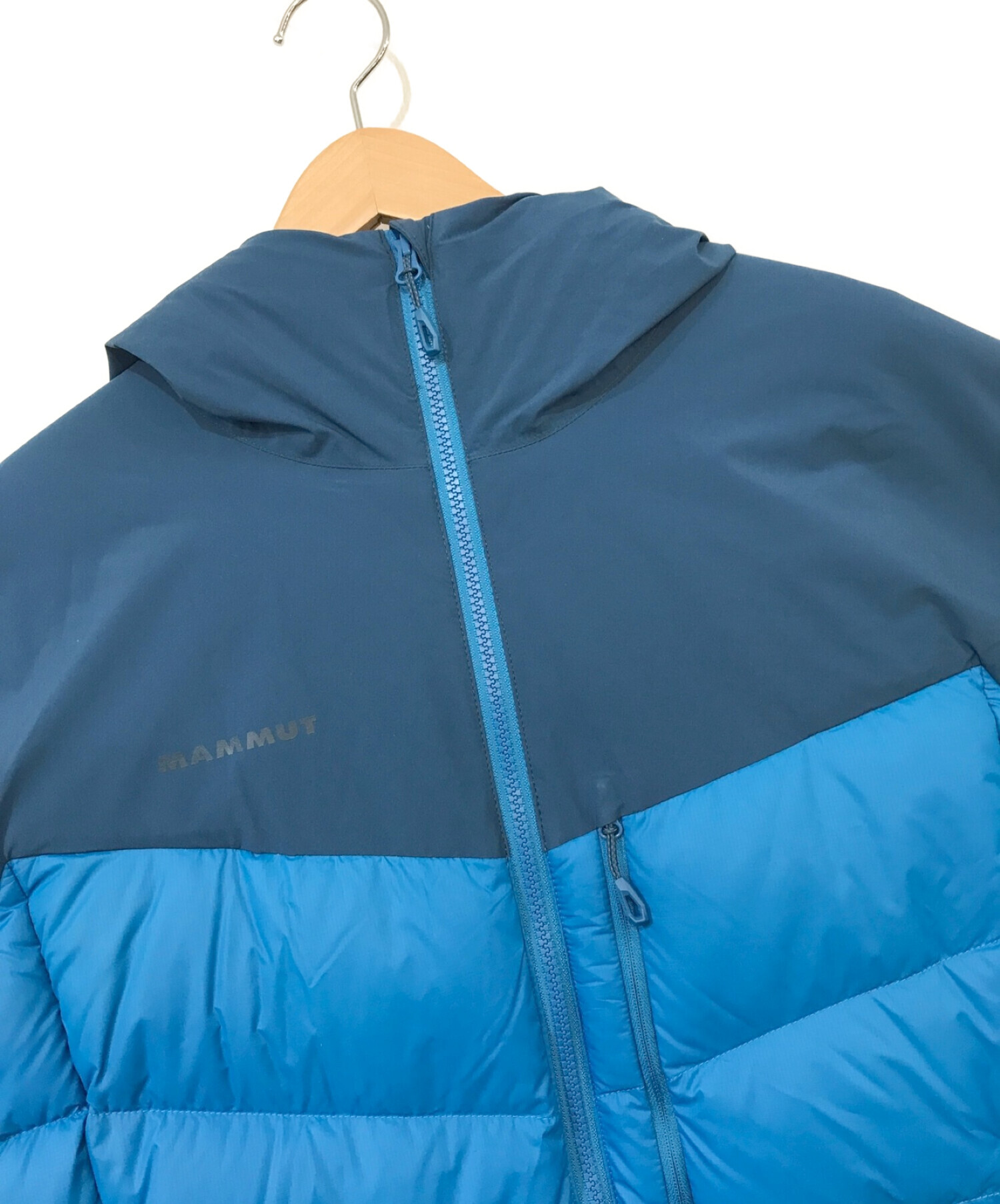 MAMMUT (マムート) RIME PRO IN HYBRID HOODED JACKET（ライムプロインハイブリッドフーデッドジャケット）  ブルー×ネイビー サイズ:XL