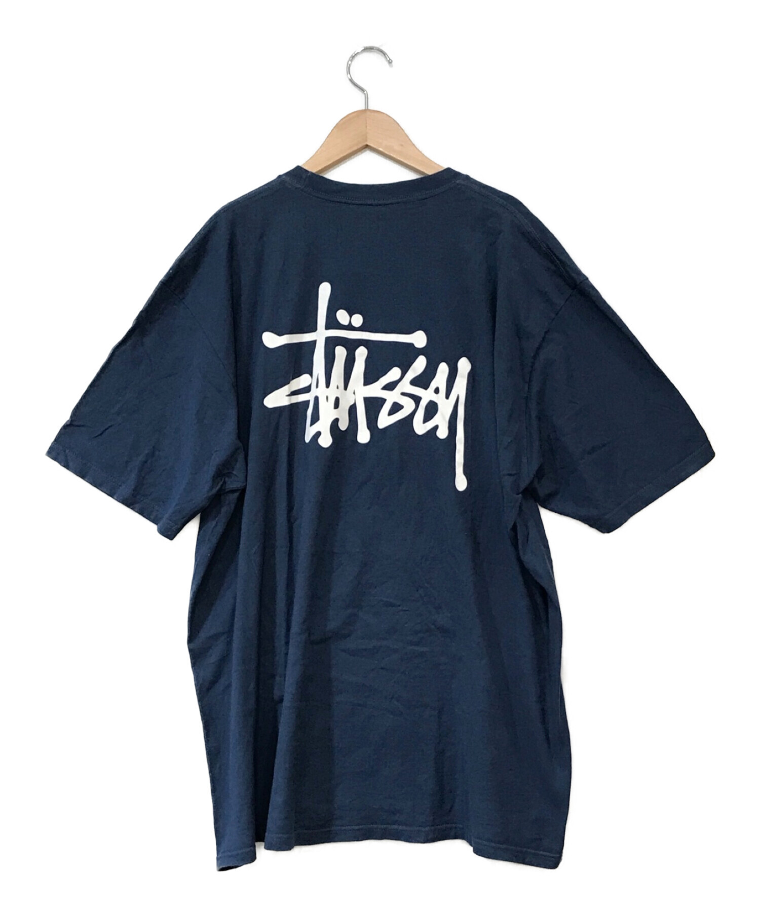 【バックプリント、ショーンフォトロゴ】stussyオーバーサイズ青Tシャツ