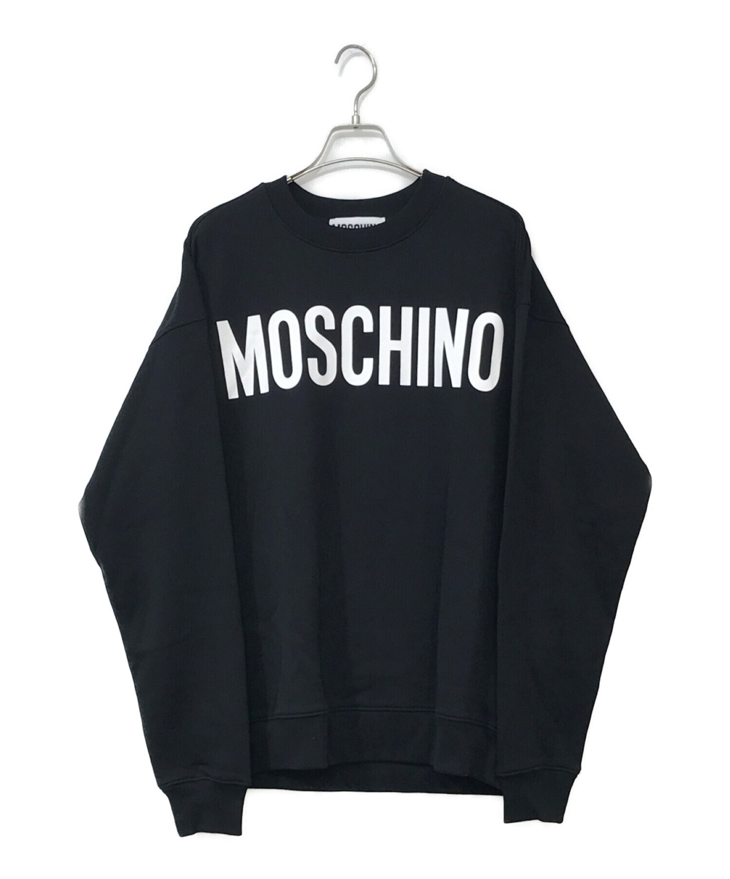 MOSCHINO (モスキーノ) ロゴプリントスウェット ブラック×ホワイト サイズ:36