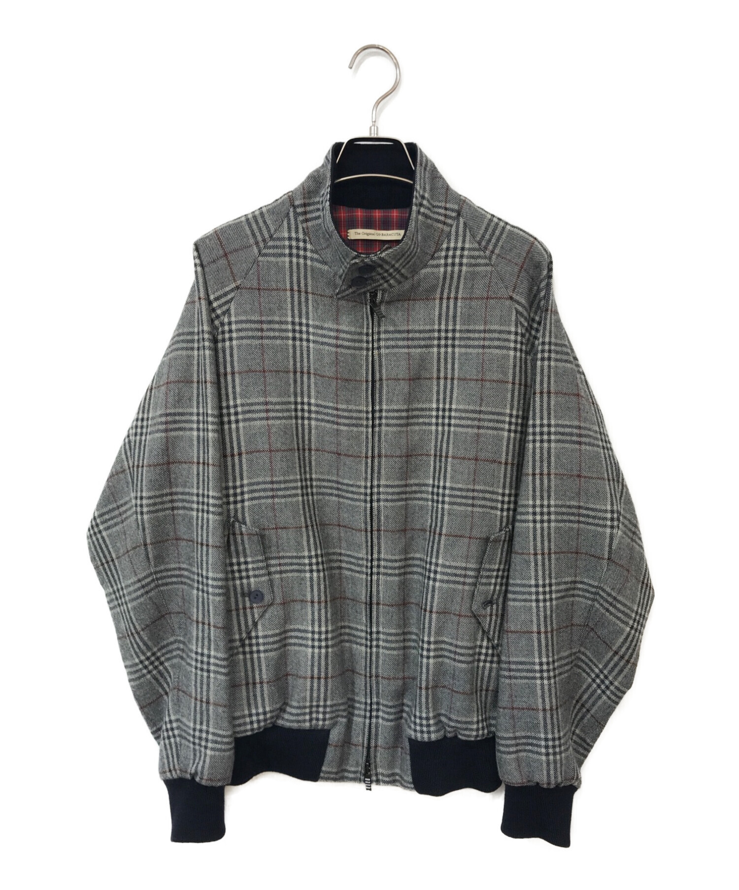 BARACUTA (バラクータ) G9チェックジャケット グレー×ボルドー サイズ:S