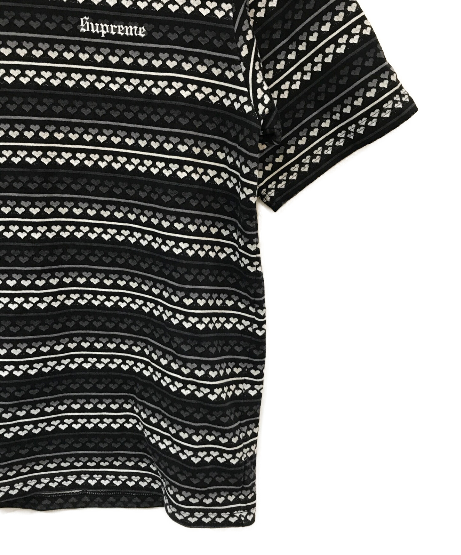 SUPREME (シュプリーム) ハートジャガードTシャツ ブラック×ホワイト サイズ:M