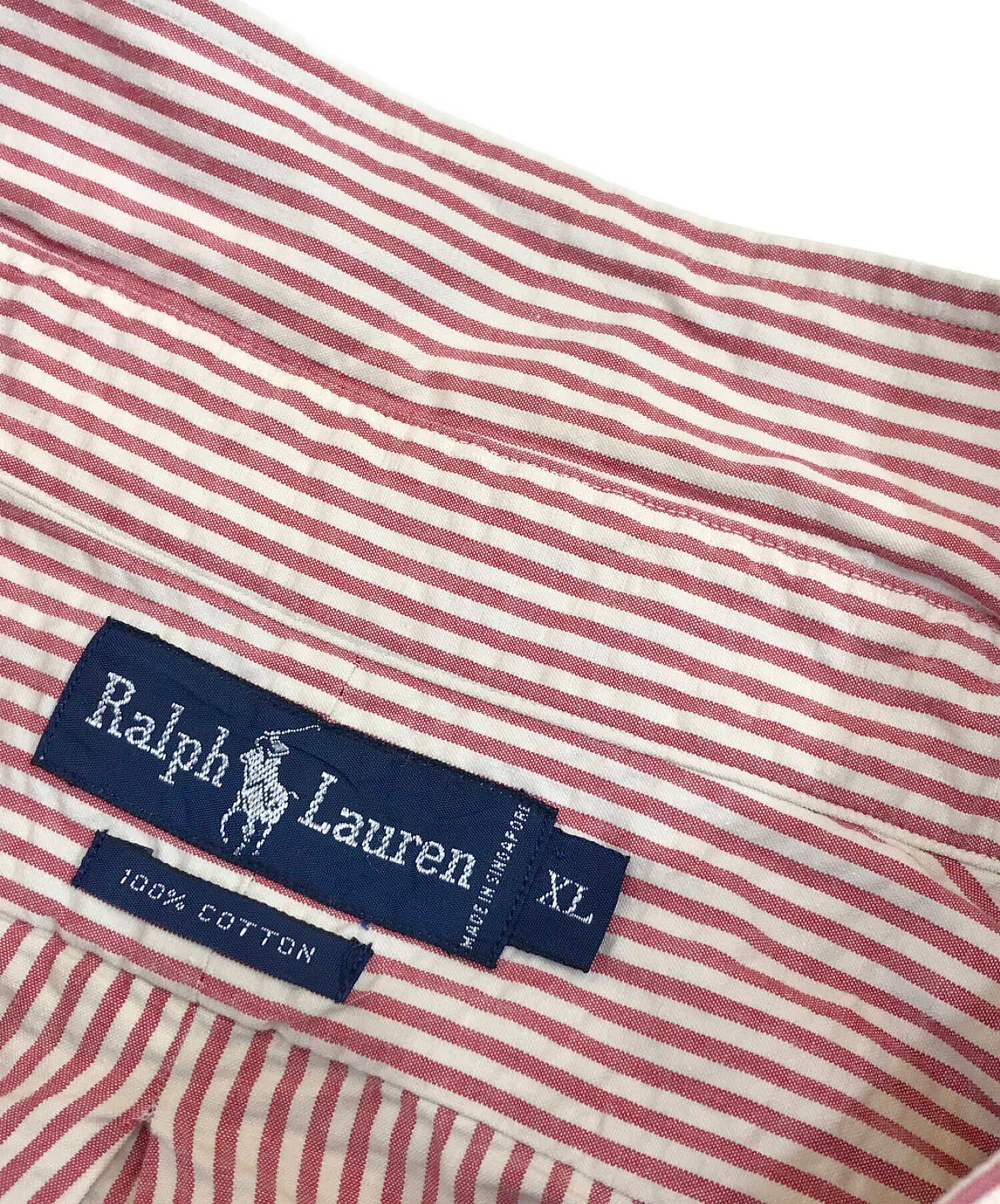 POLO RALPH LAUREN (ポロ・ラルフローレン) オーバーシアサッカーシャツ レッド×ホワイト サイズ:XL