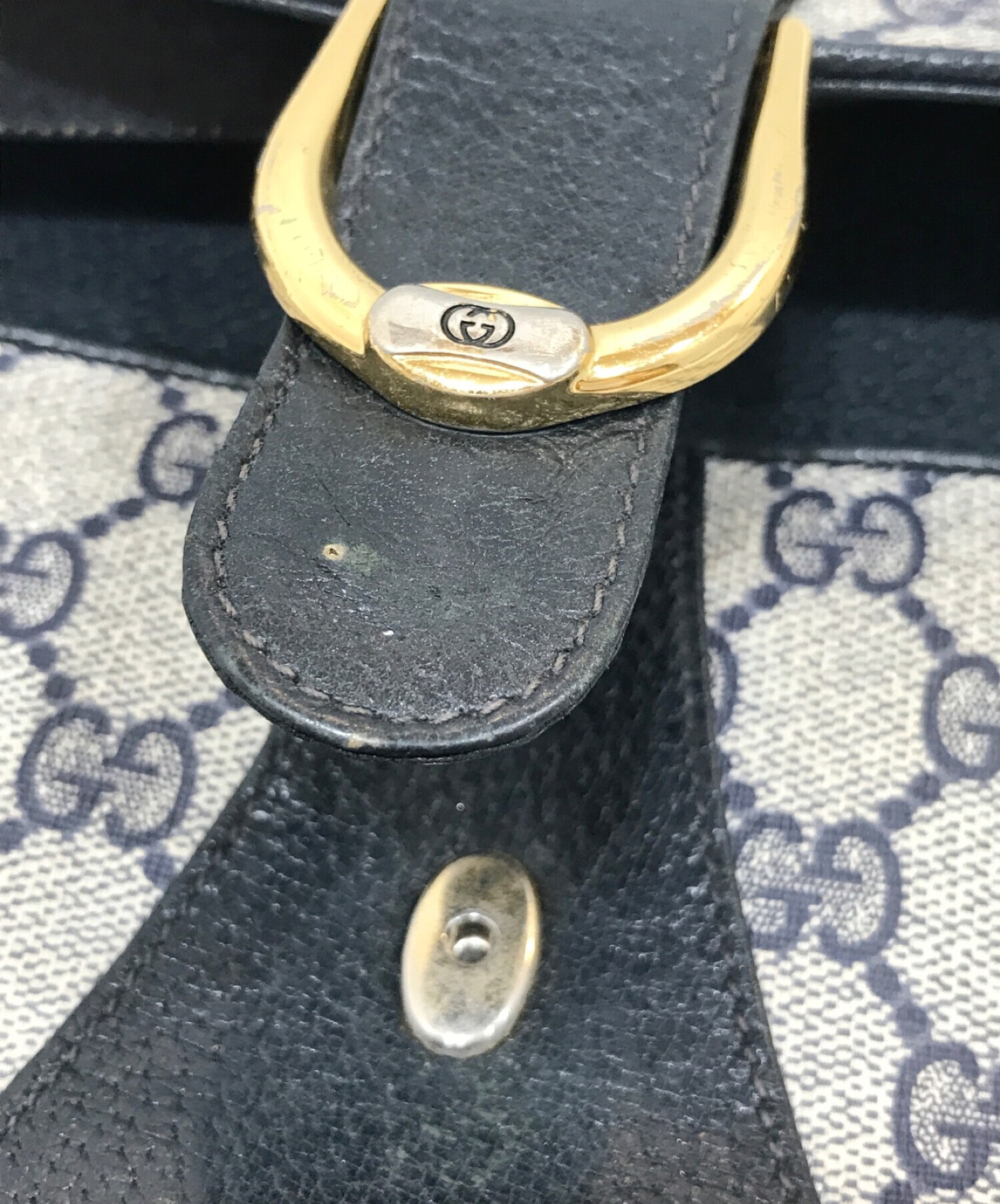 中古・古着通販】GUCCI (グッチ) フラップショルダーバッグ グレー