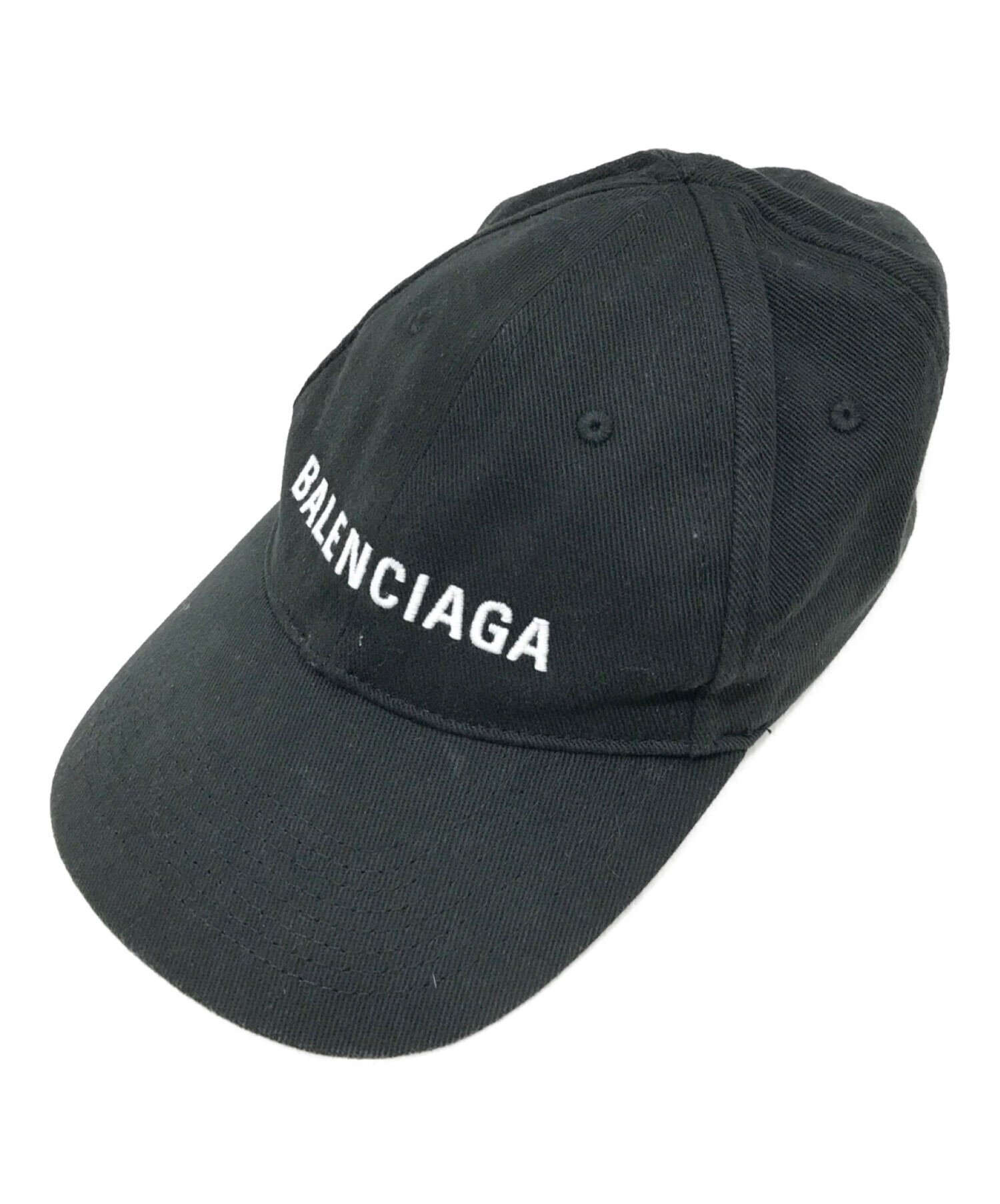 BALENCIAGA (バレンシアガ) ロゴ刺繍キャップ ブラック×ホワイト サイズ:L(59㎝)