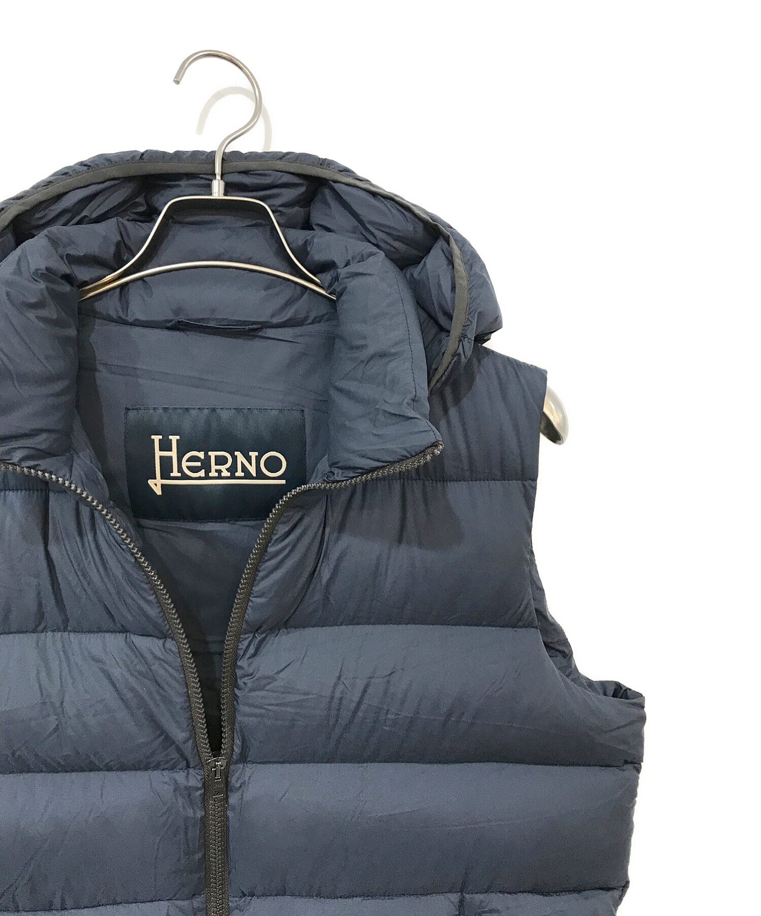 HERNO (ヘルノ) フード付きダウンベスト ネイビー サイズ:50