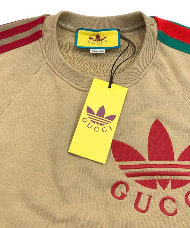 GUCCI×adidas originals (グッチ×アディダスオリジナルス) コラボコットンジャージースウェットシャツ ベージュ×レッド  サイズ:XS