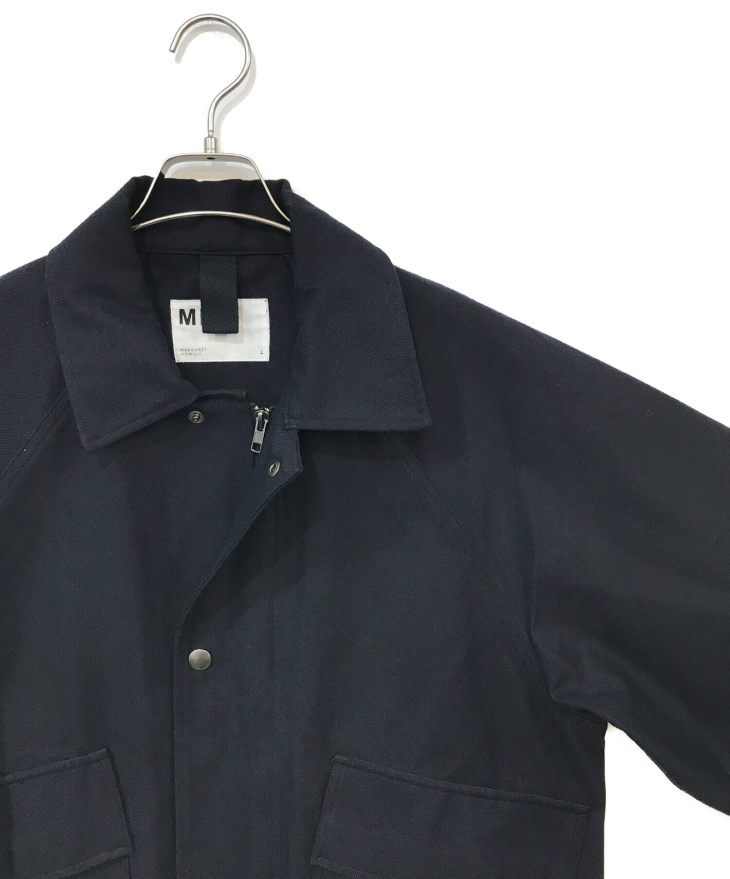 MHL (エムエイチエル) COTTON WOOL DRILL JACKET ネイビー サイズ:L