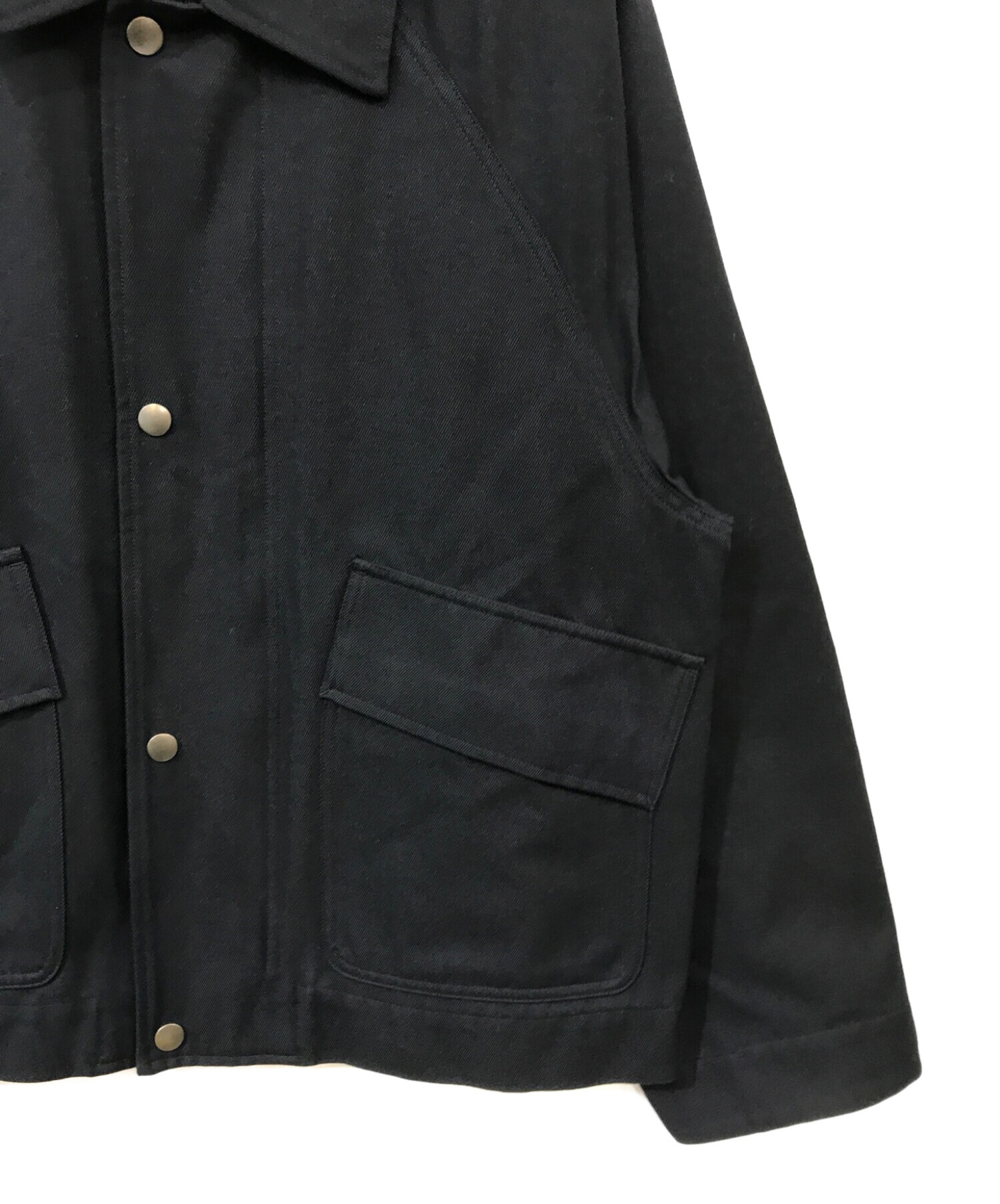 MHL (エムエイチエル) COTTON WOOL DRILL JACKET ネイビー サイズ:L