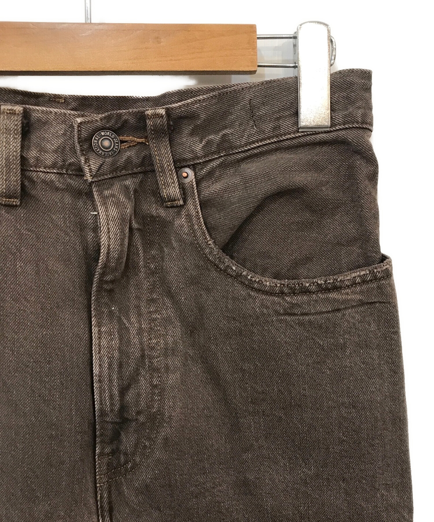 H BEAUTY&YOUTH (エイチ ビューティアンドユース) DENIM TAPERED 5POCKET PANTS ブラウン サイズ:S