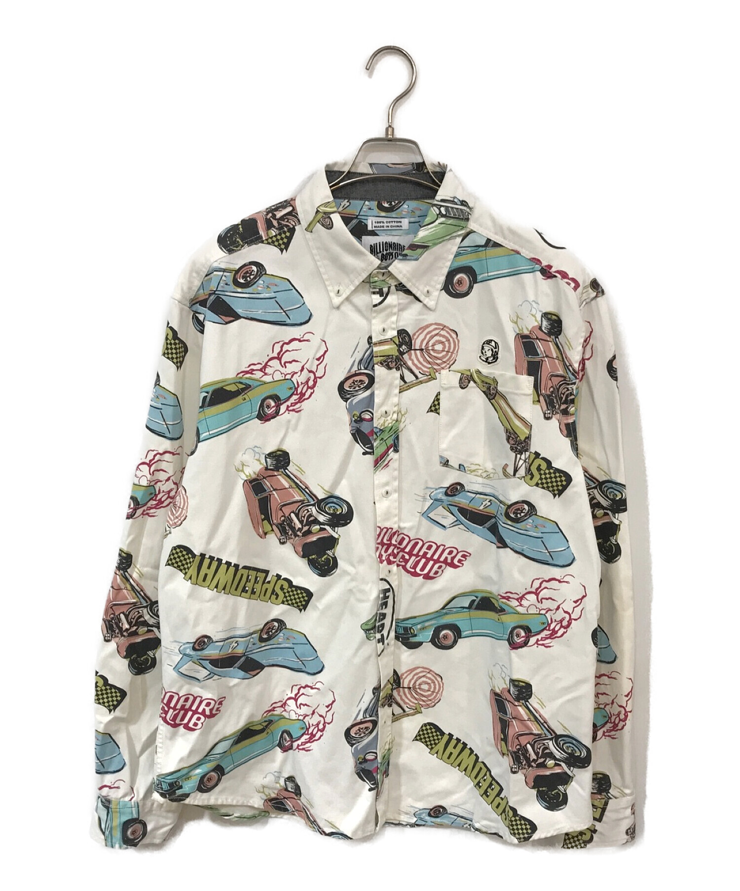 BILLIONAIRE BOYS CLUB (ビリオネアボーイズクラブ) 車柄シャツ ホワイト サイズ:XL