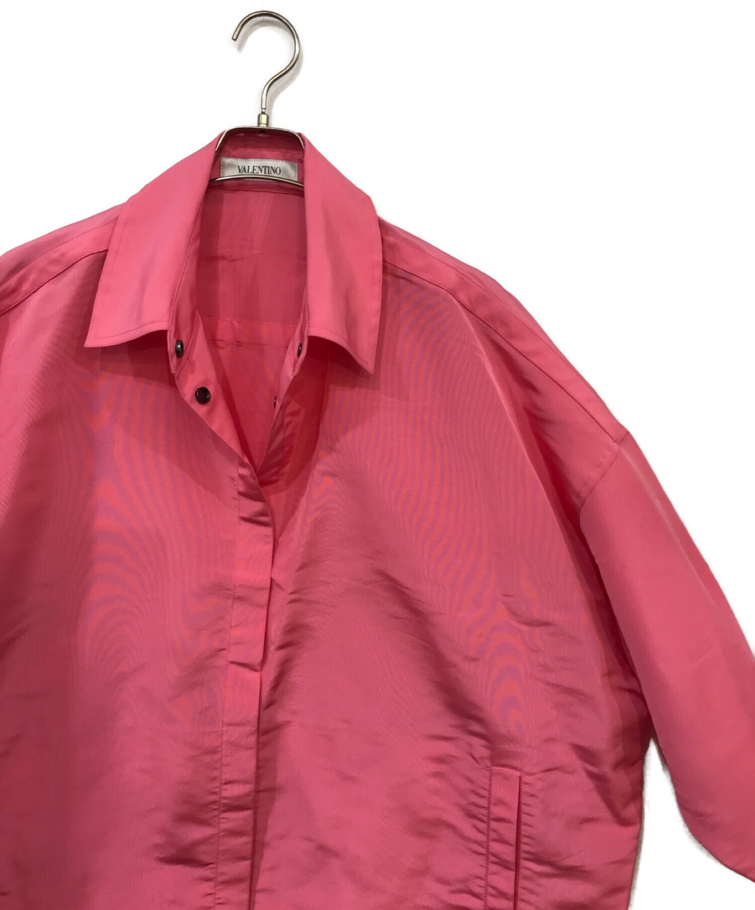 VALENTINO (ヴァレンティノ) オーバーサイズシルクシャツジャケット ピンク サイズ:40