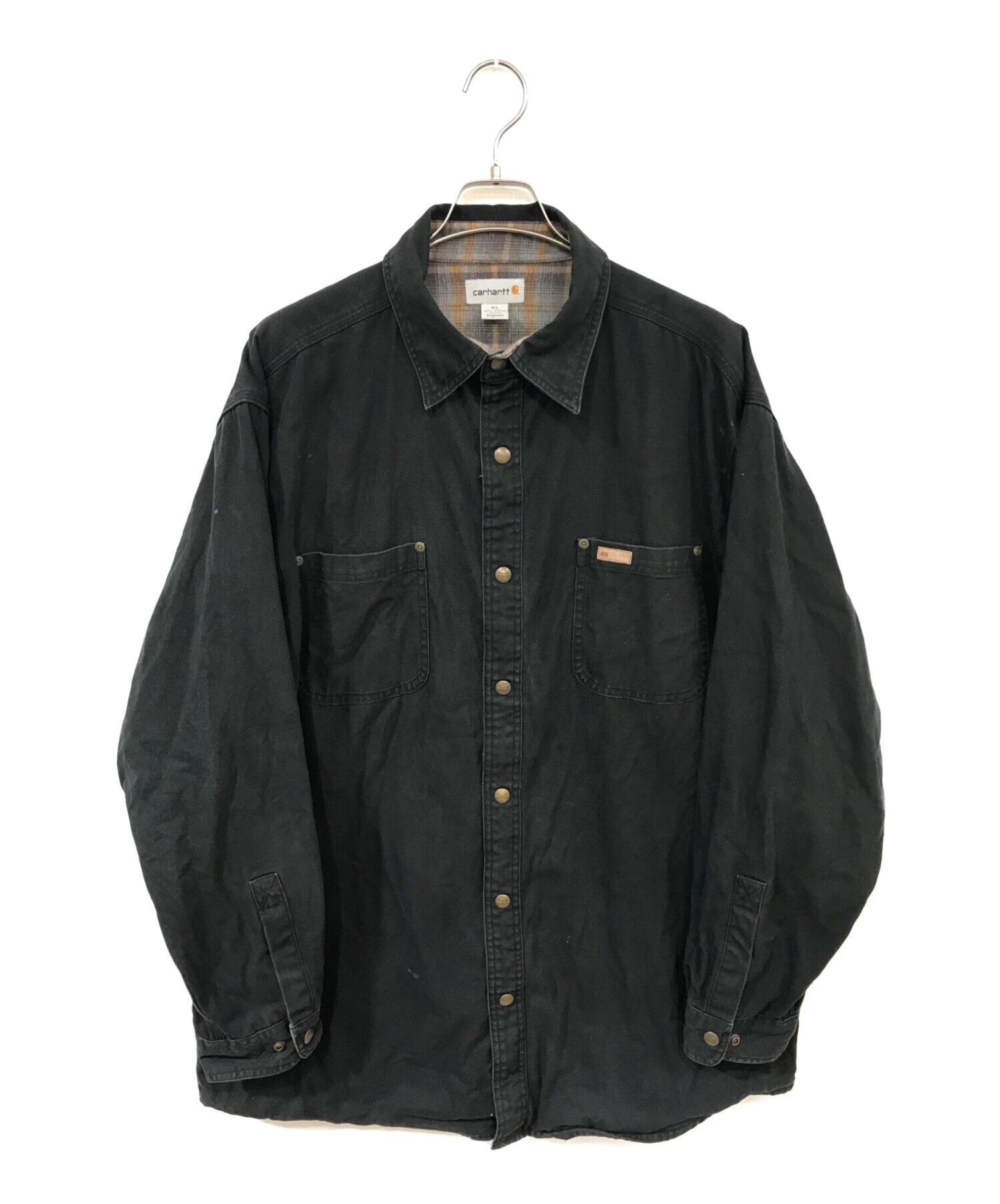 CarHartt (カーハート) 裏フランネルダックシャツ ブラック サイズ:XL