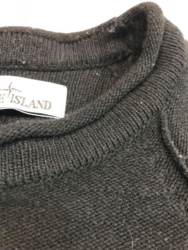 STONE ISLAND (ストーンアイランド) ロゴ刺繍クルーネックニット ブラック サイズ:S