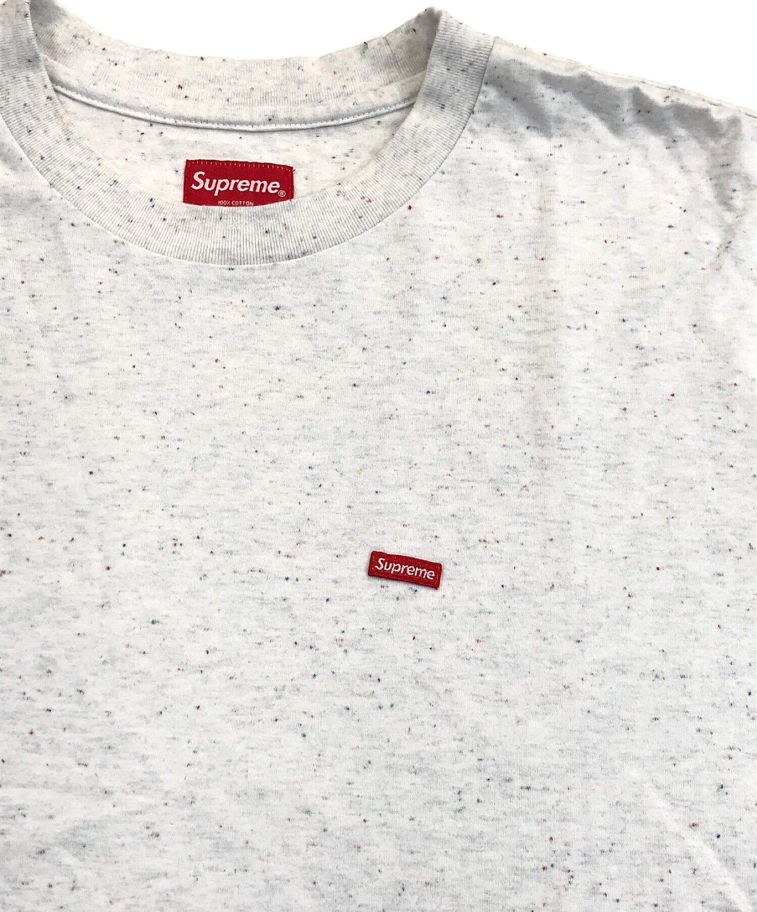 SUPREME (シュプリーム) カラーネップスモールBOXロゴTシャツ グレー サイズ:L