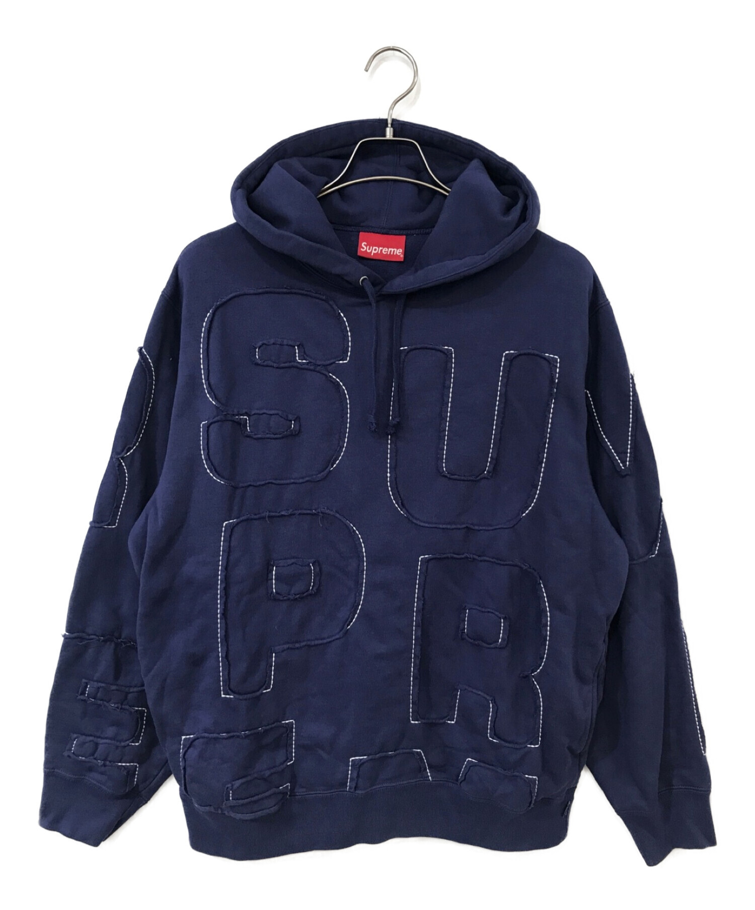 Supreme (シュプリーム) CUTOUT LETTERSHOODED SWEATSHIRT/カットアウト レターズ パーカー ネイビー  サイズ:Medium