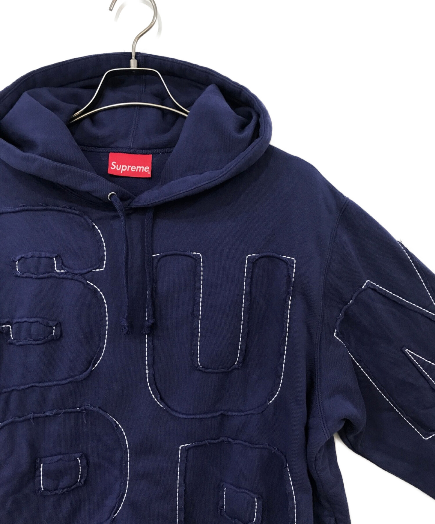 Supreme (シュプリーム) CUTOUT LETTERSHOODED SWEATSHIRT/カットアウト レターズ パーカー ネイビー  サイズ:Medium