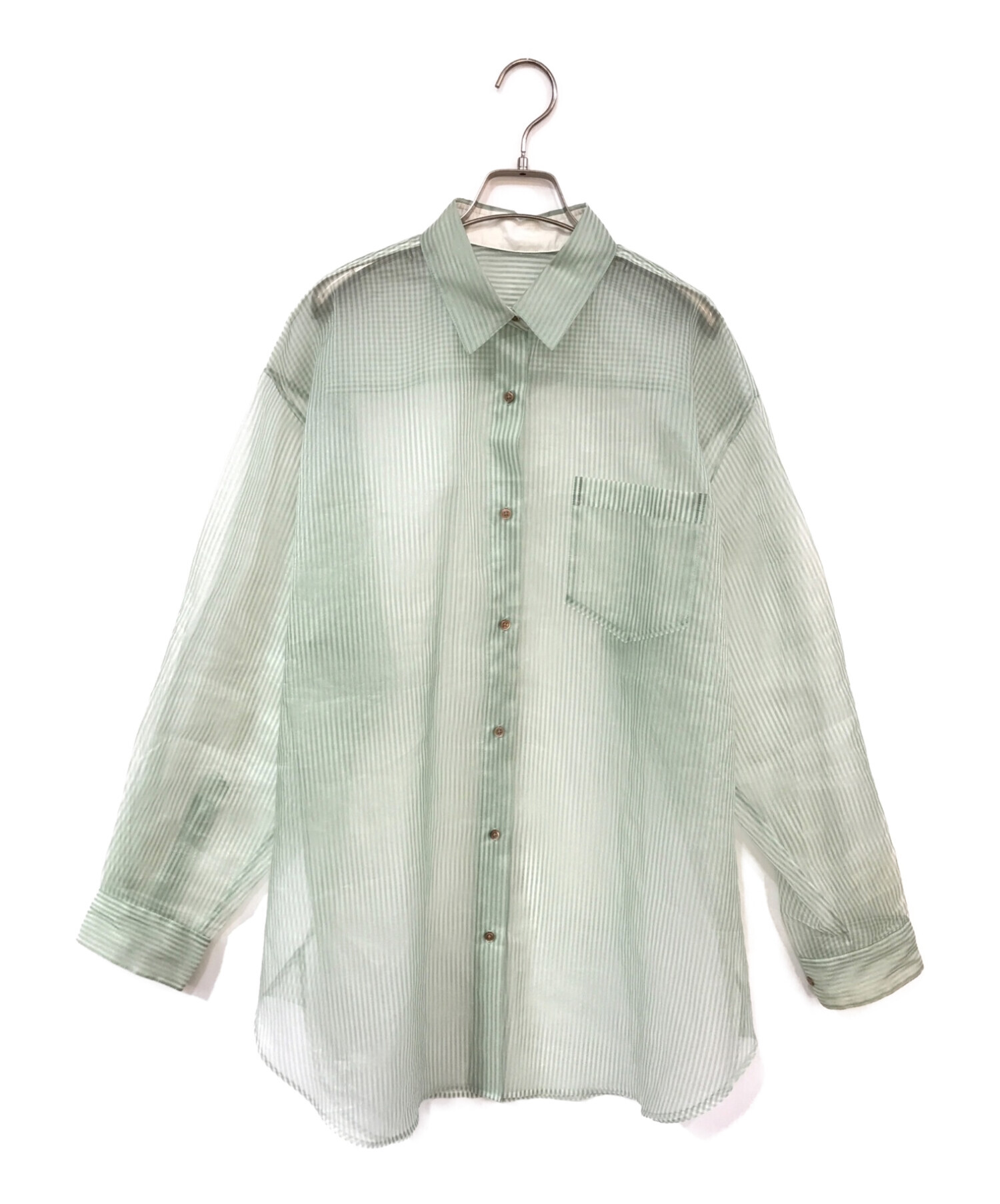 6(ROKU) BEAUTY&YOUTH (ロク ビューティーアンドユース) SUKE STRIPE SHIRT グリーン サイズ:38