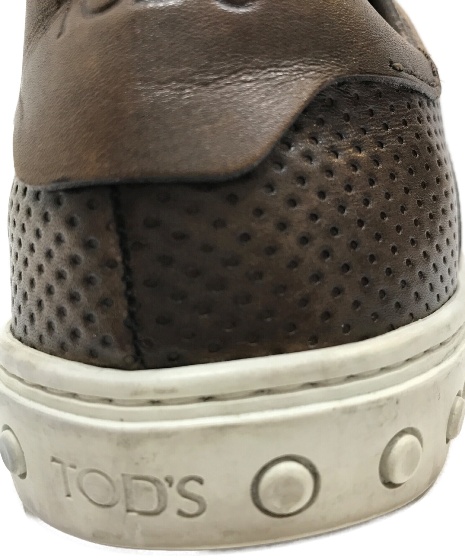 TOD'S (トッズ) レザーローカットスニーカー ブラウン サイズ:8 1/2