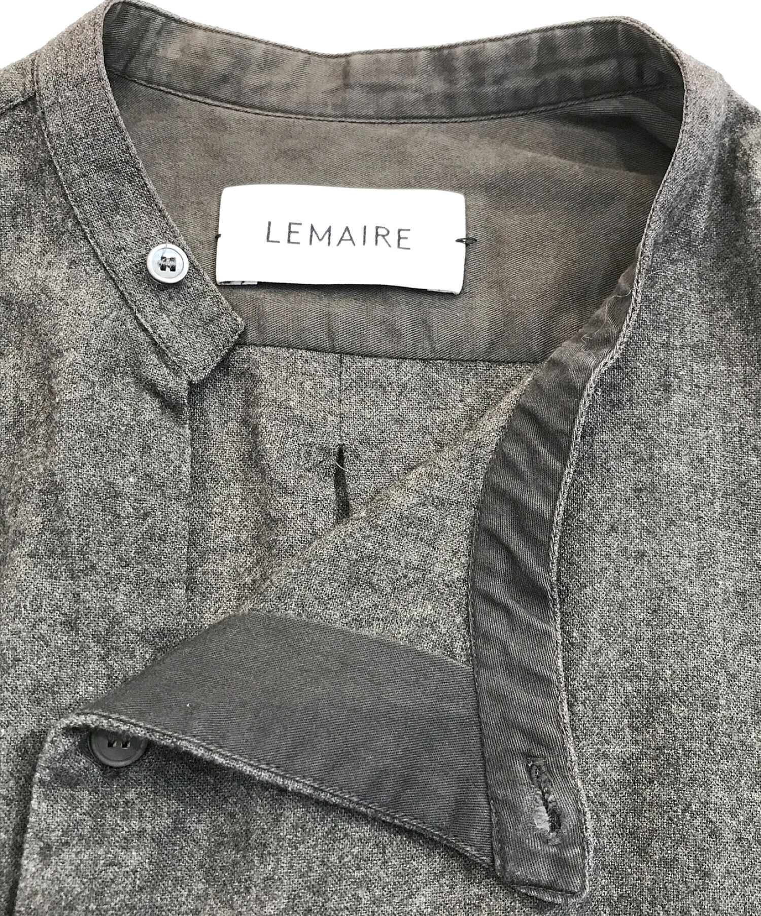 中古・古着通販】LEMAIRE (ルメール) バンドカラーフランネルシャツ グレー サイズ:44｜ブランド・古着通販 トレファク公式【TREFAC  FASHION】スマホサイト