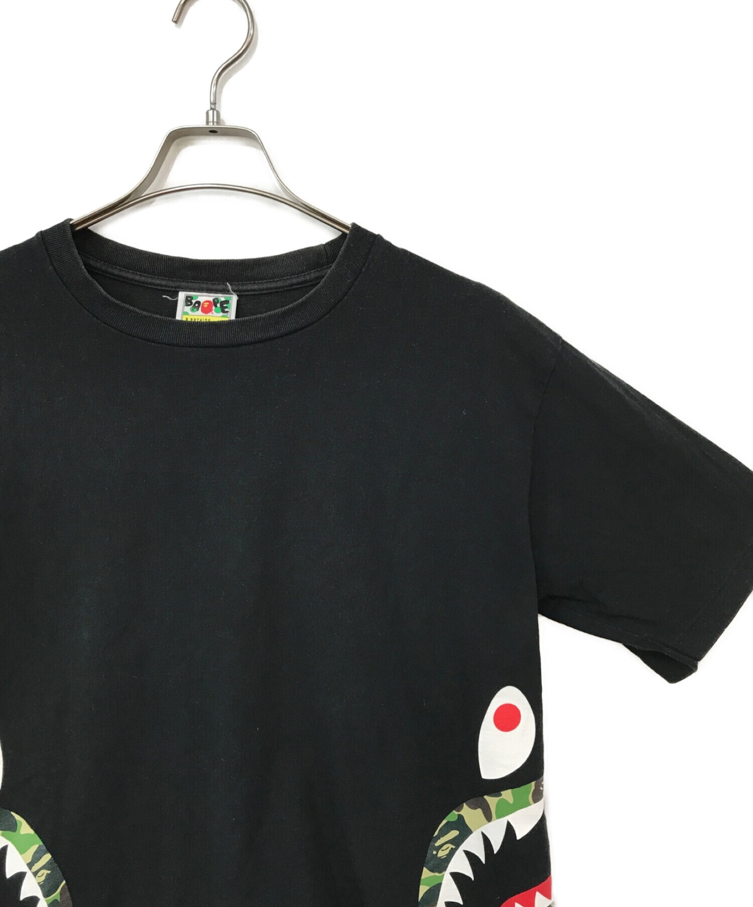 A BATHING APE (ア ベイシング エイプ) サイドシャークプリントTシャツ ブラック サイズ:L